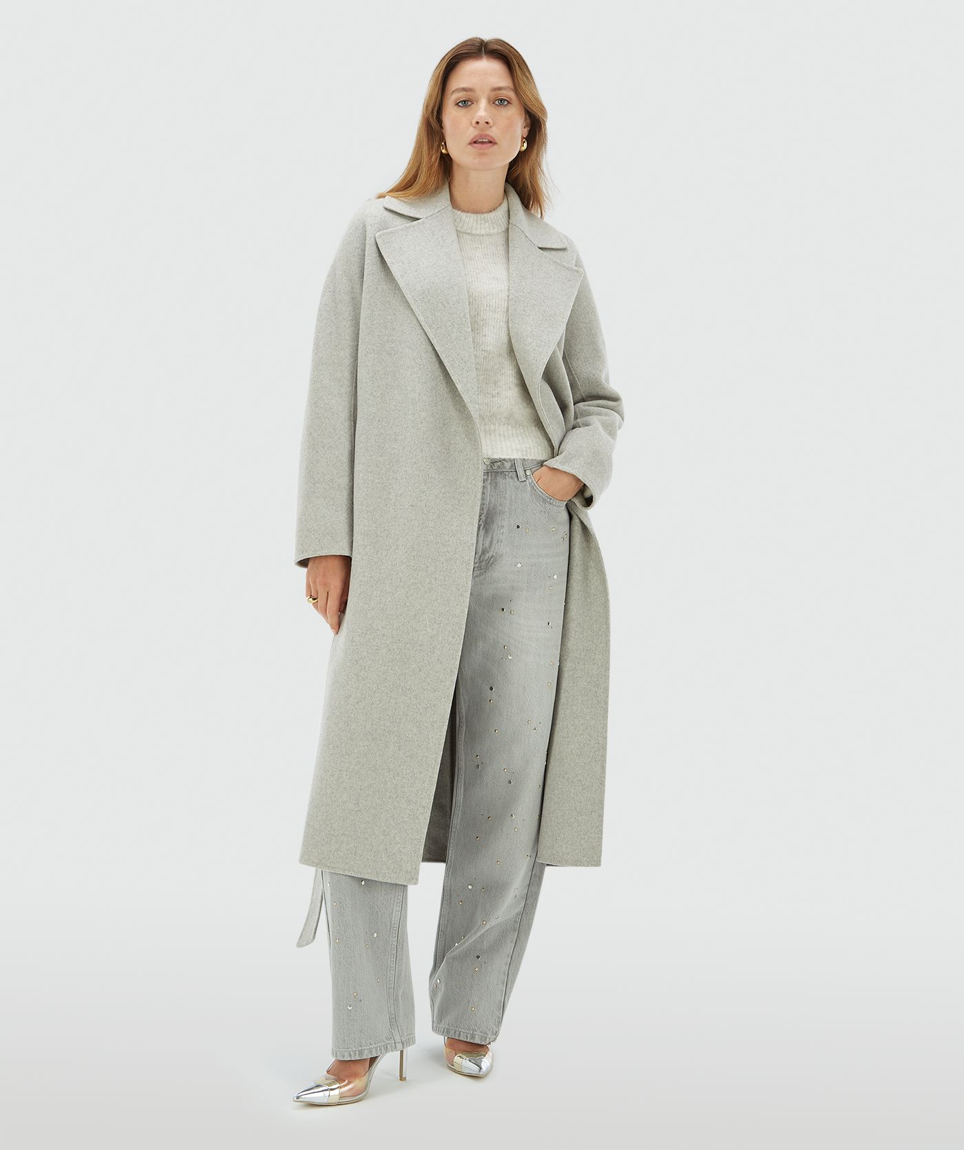 HARPER straight fit coat with cashmere