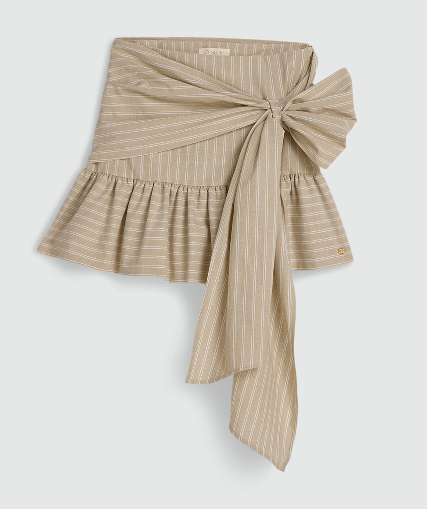 Een rok met strepen in de kleur Stone Stripe, zonder model, weergegeven op een lichtgrijze achtergrond
