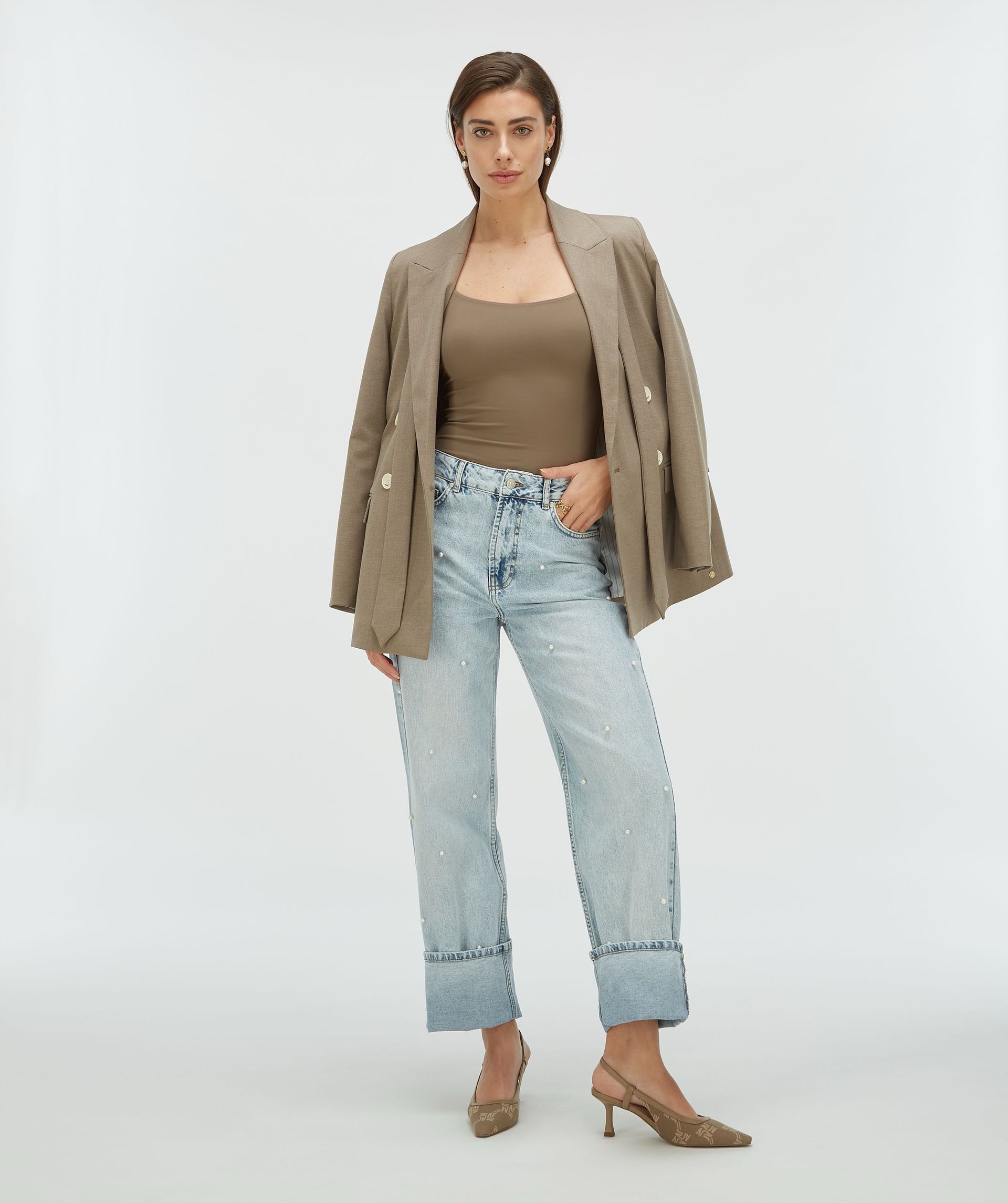 ISE straight fit blazer met strap