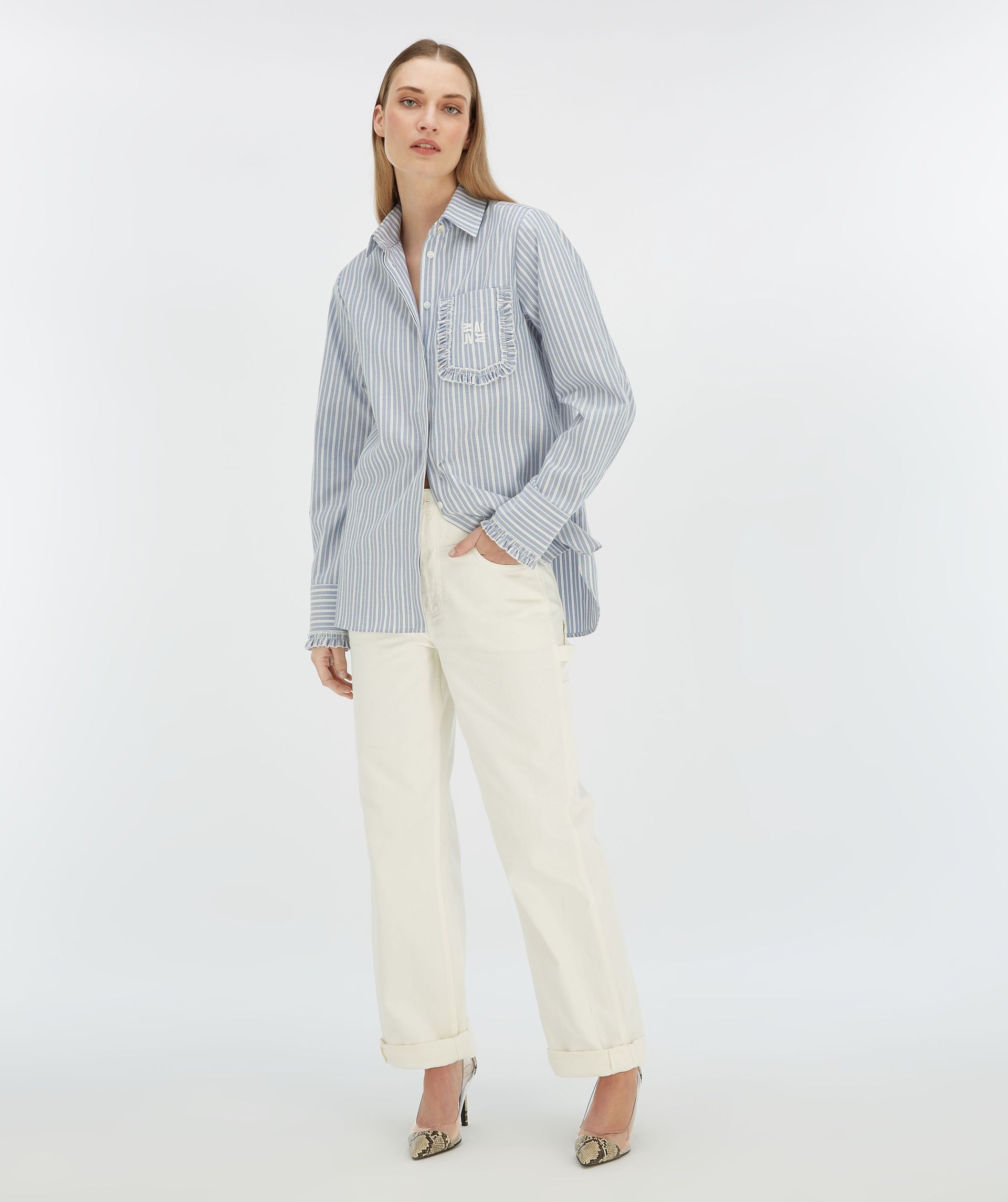 JENNIE regular fit blouse met strepen en ruches