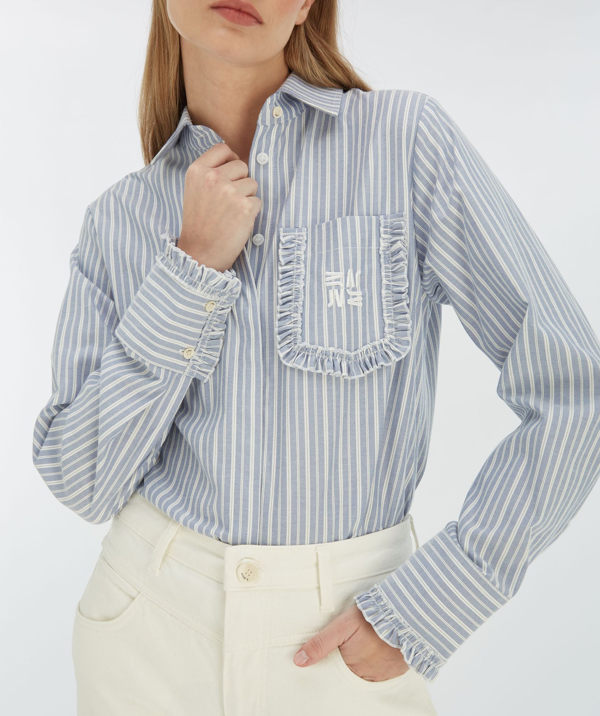 JENNIE regular fit blouse met strepen en ruches