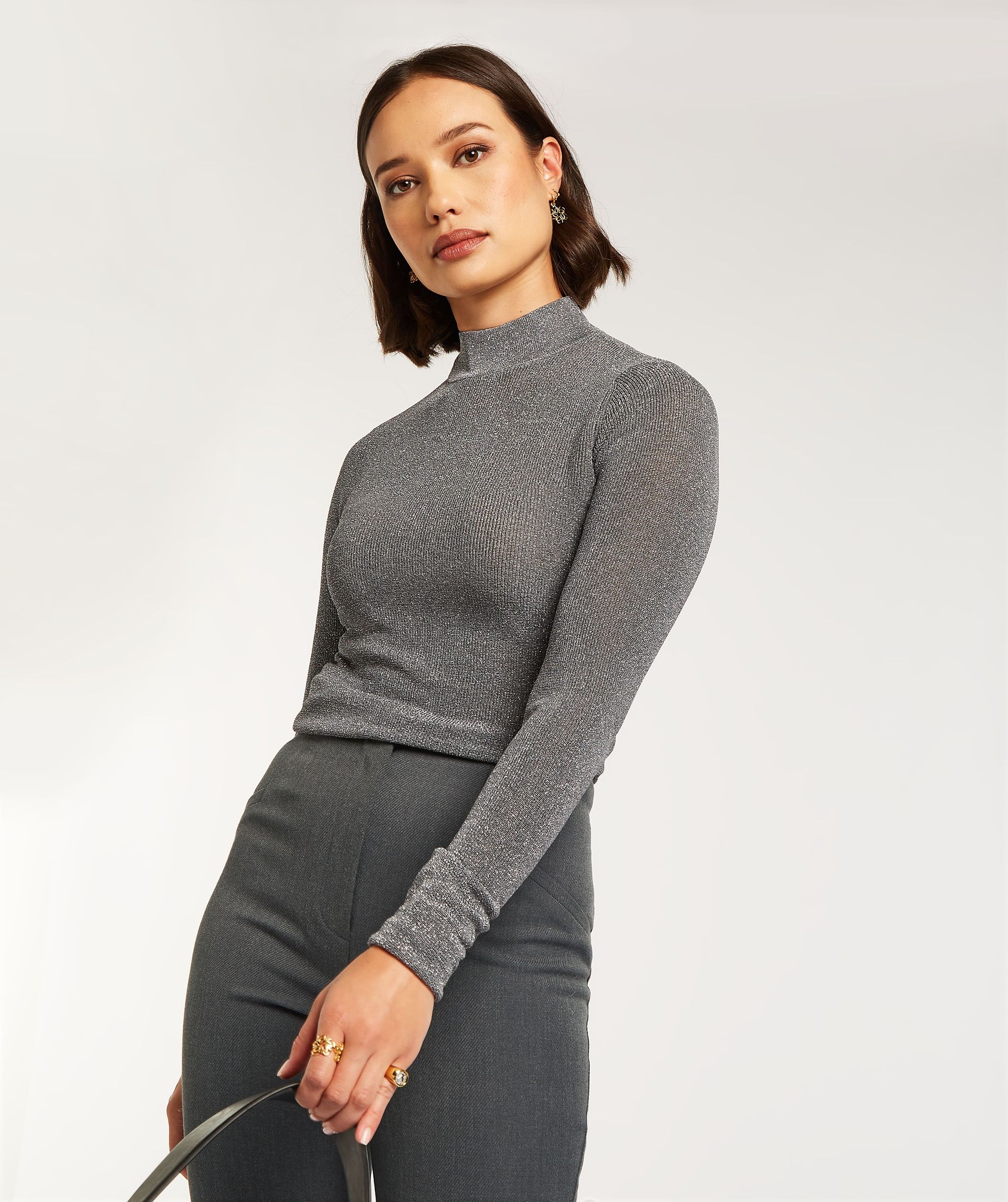 JIP slim fit Top mit Glitzer