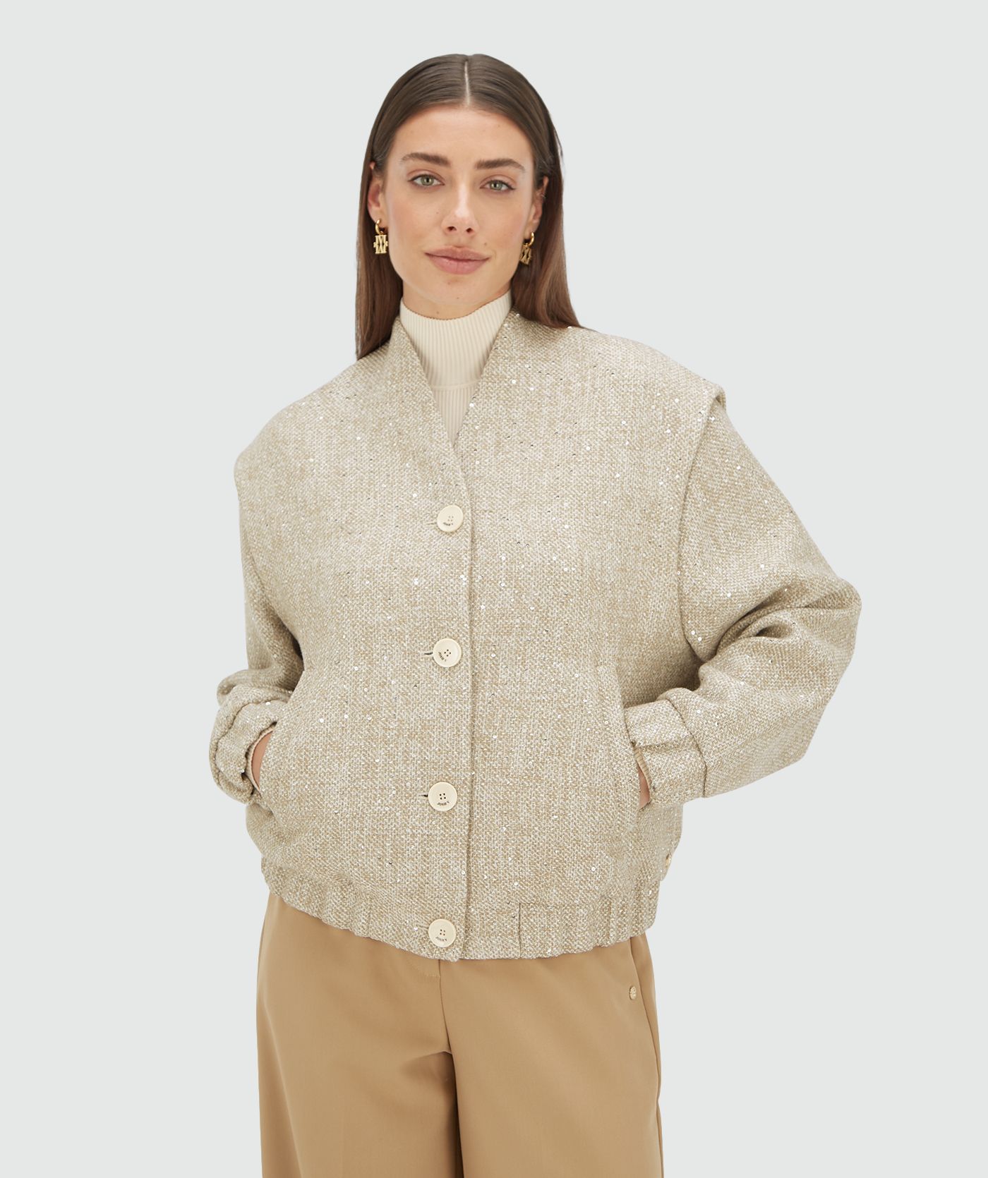 KELLIE oversized bomber jacket with glitter