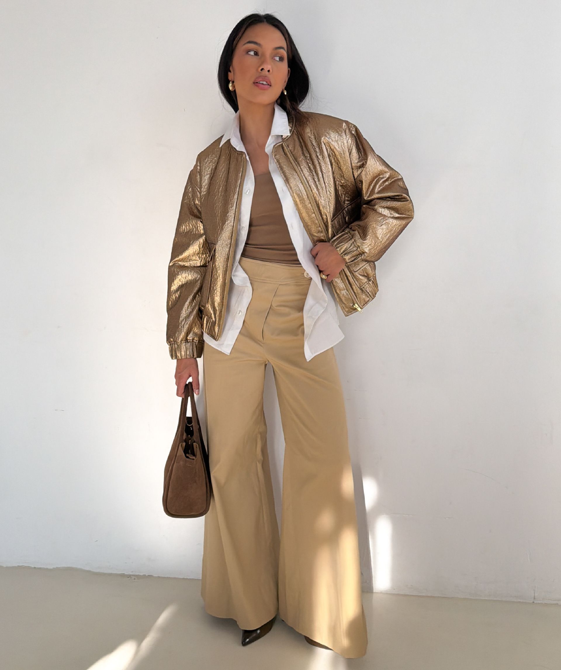 JV-KELSEY oversized bomber jacket in metallic