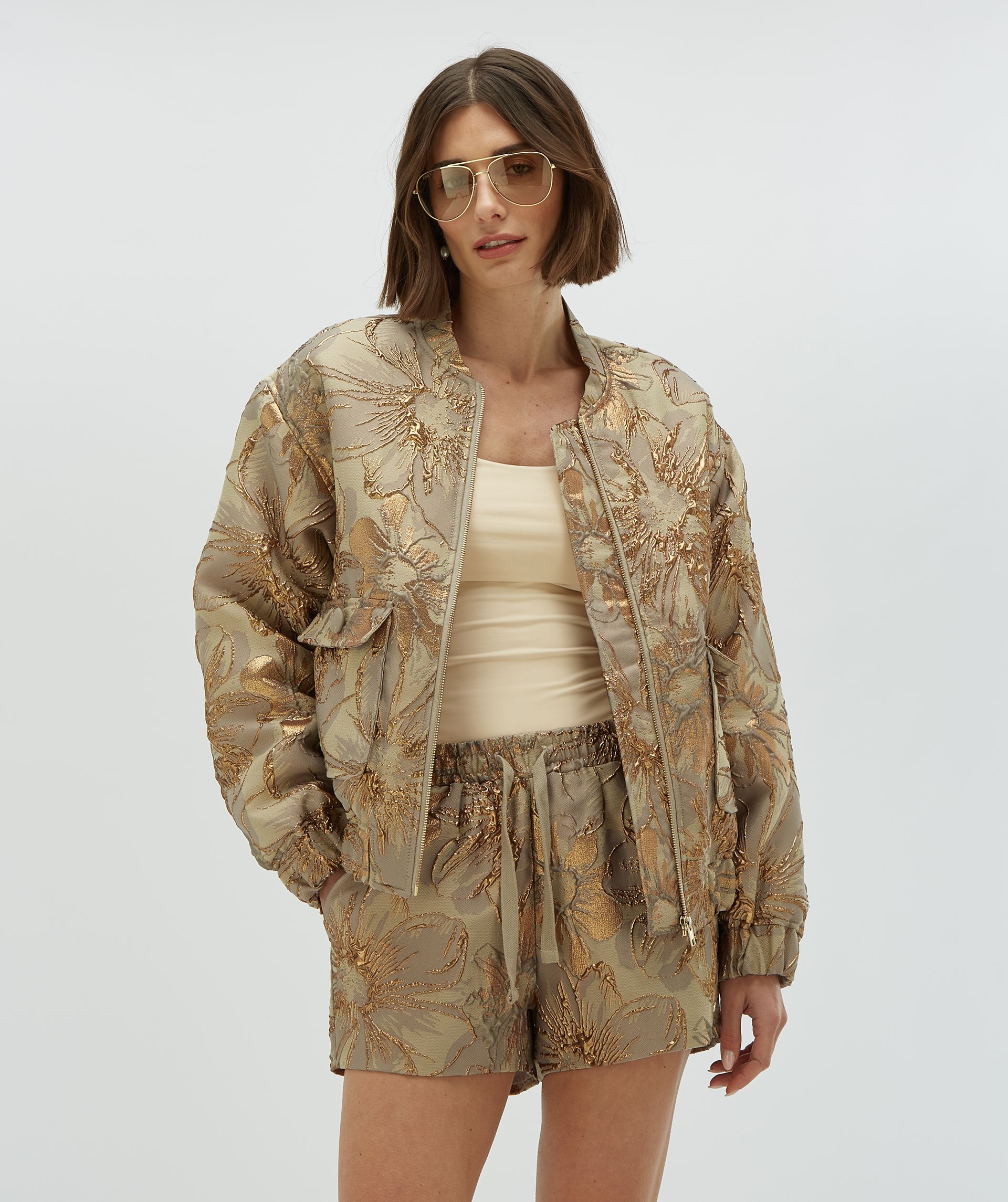 KELSEY oversized bomberjack met metallic details