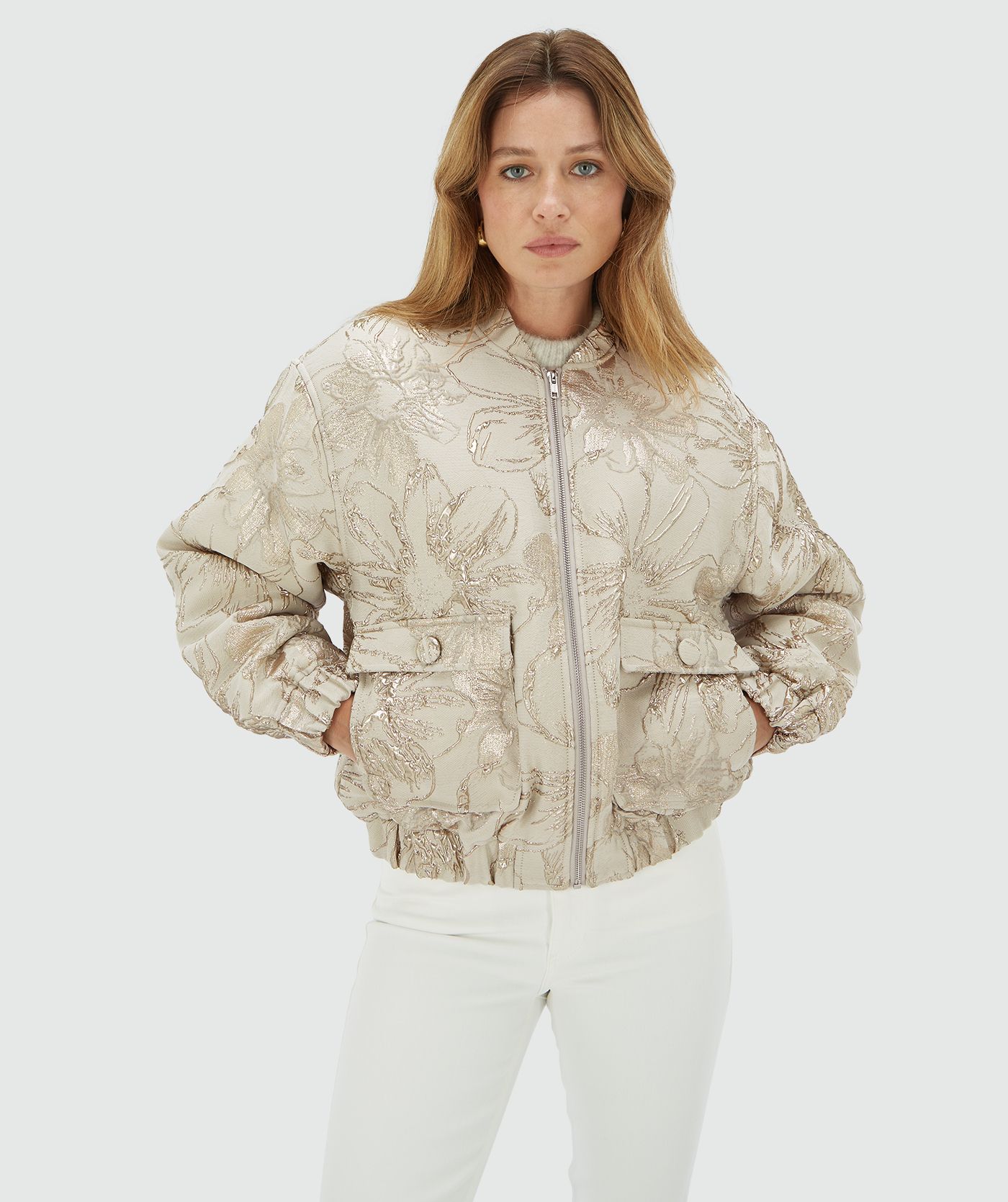KELSEY oversized bomber jacket with metallic details