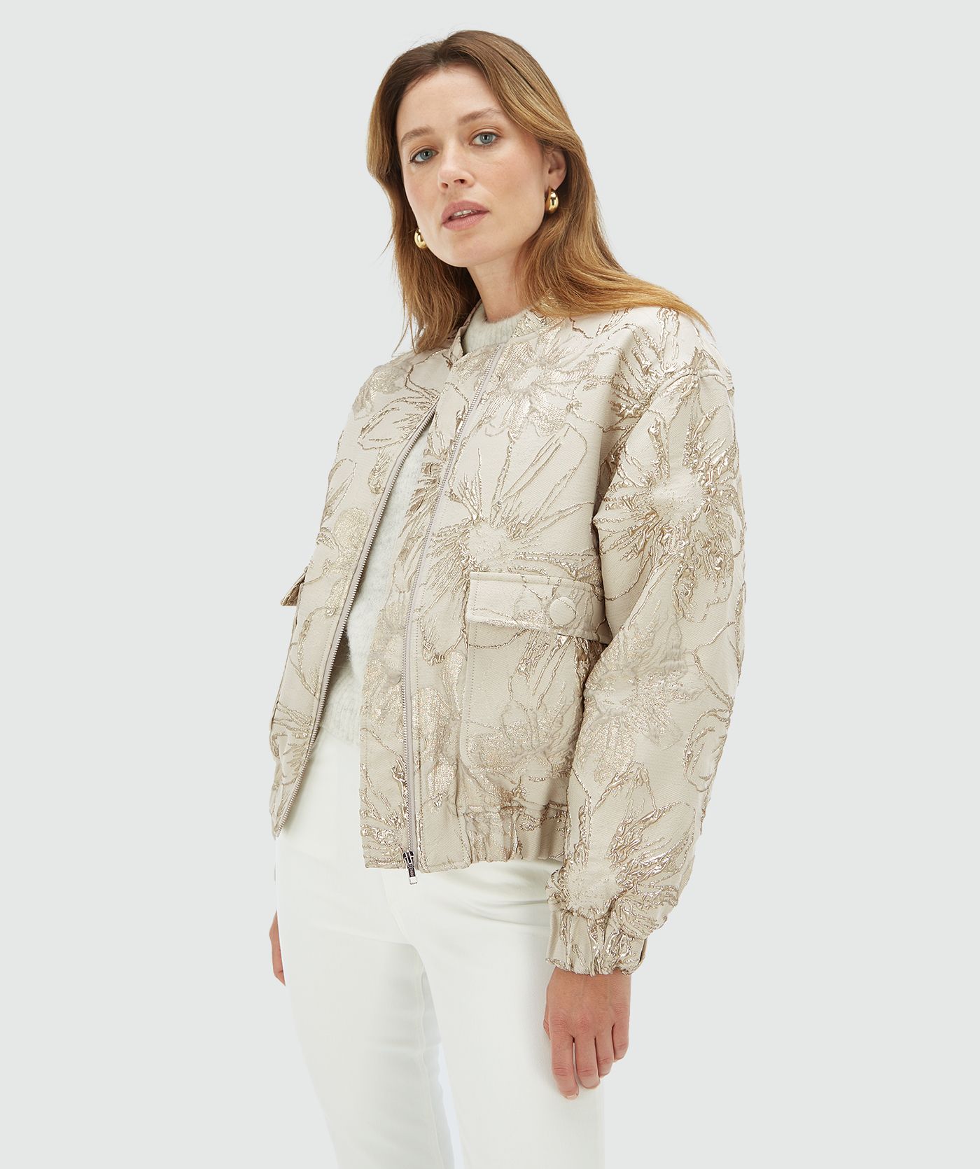 KELSEY oversized bomber jacket with metallic details