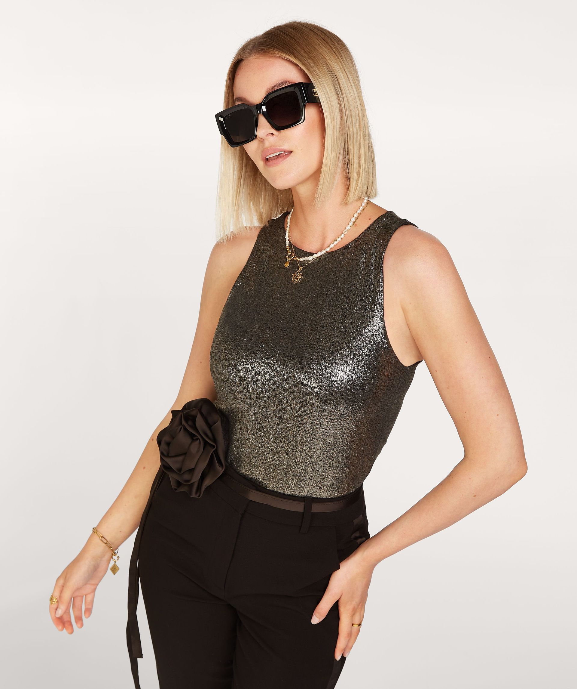 LAUREN slim fit body in metallic