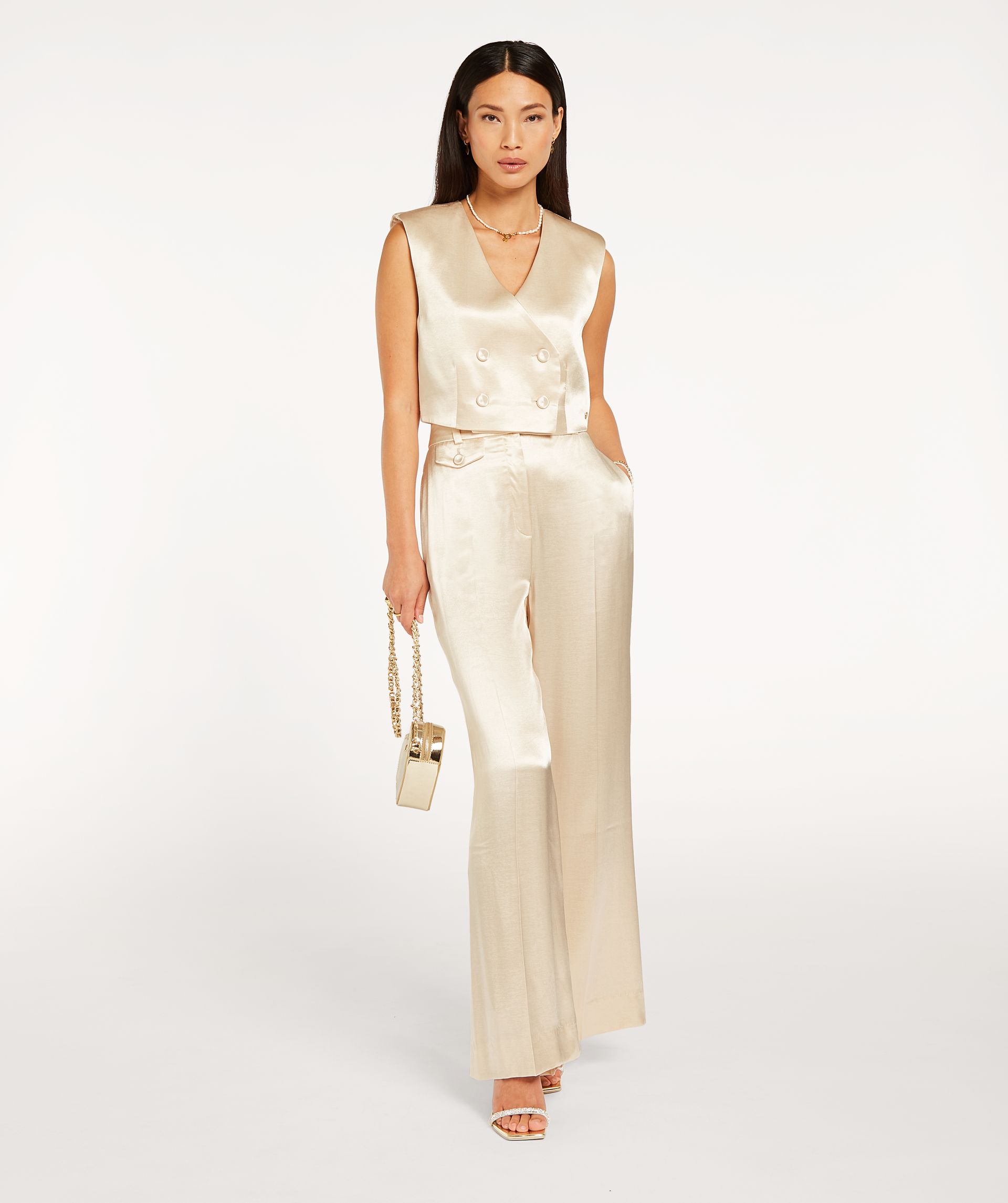 LEVA cropped vest in satin look