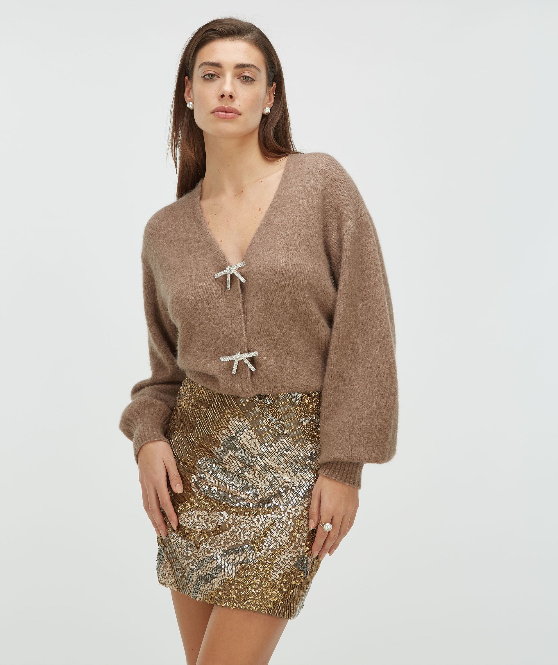 LIEKE high-waisted mini skirt with sequins and beads