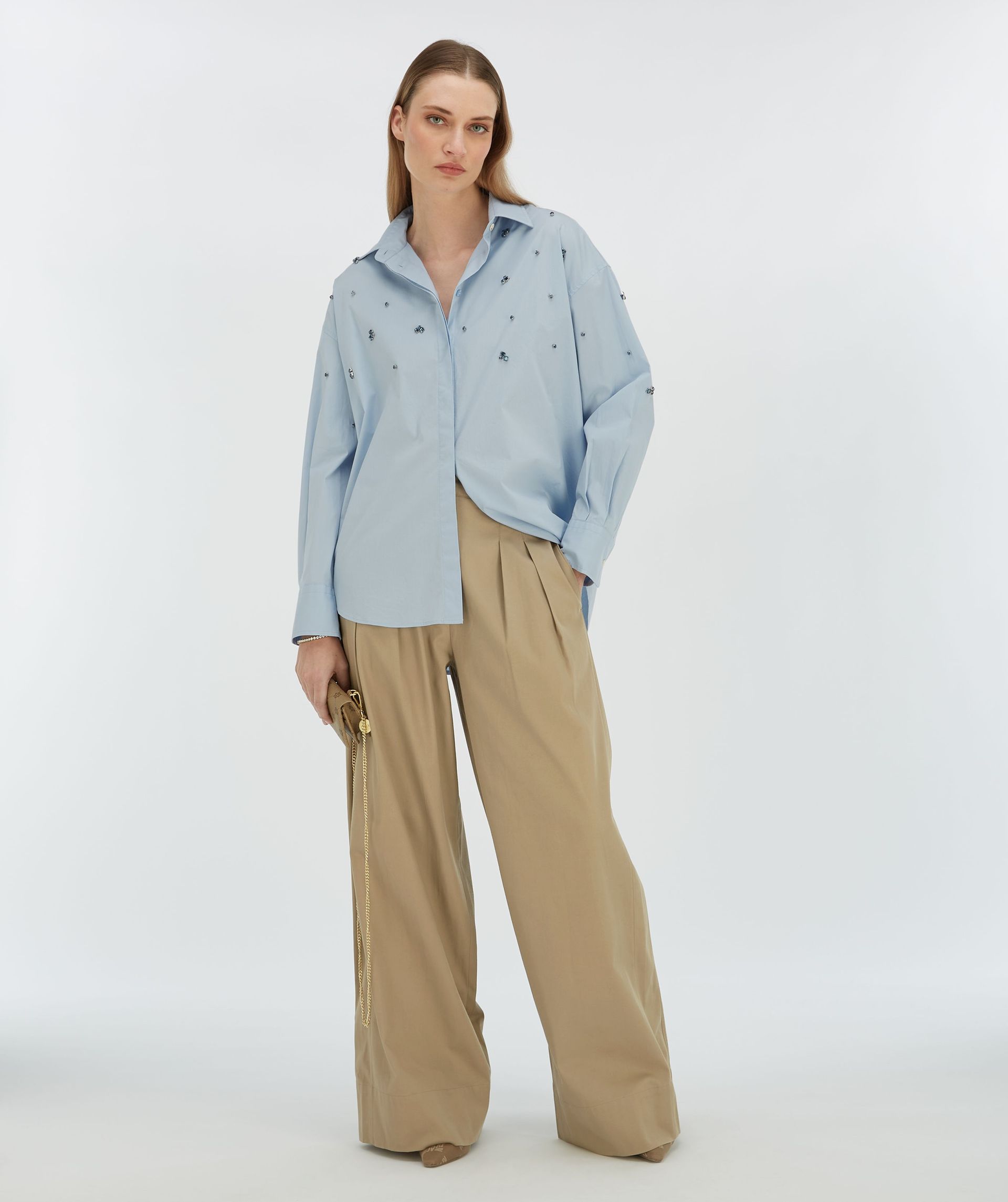 LOVA oversized blouse met sierstenen