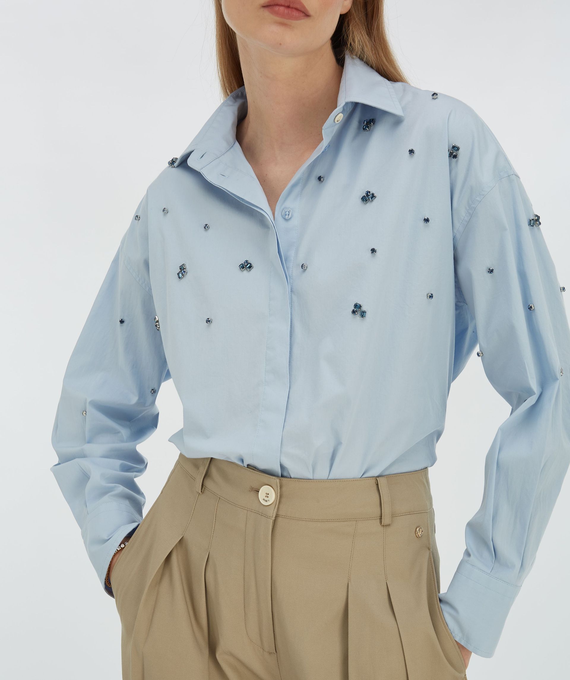 LOVA oversized blouse met sierstenen
