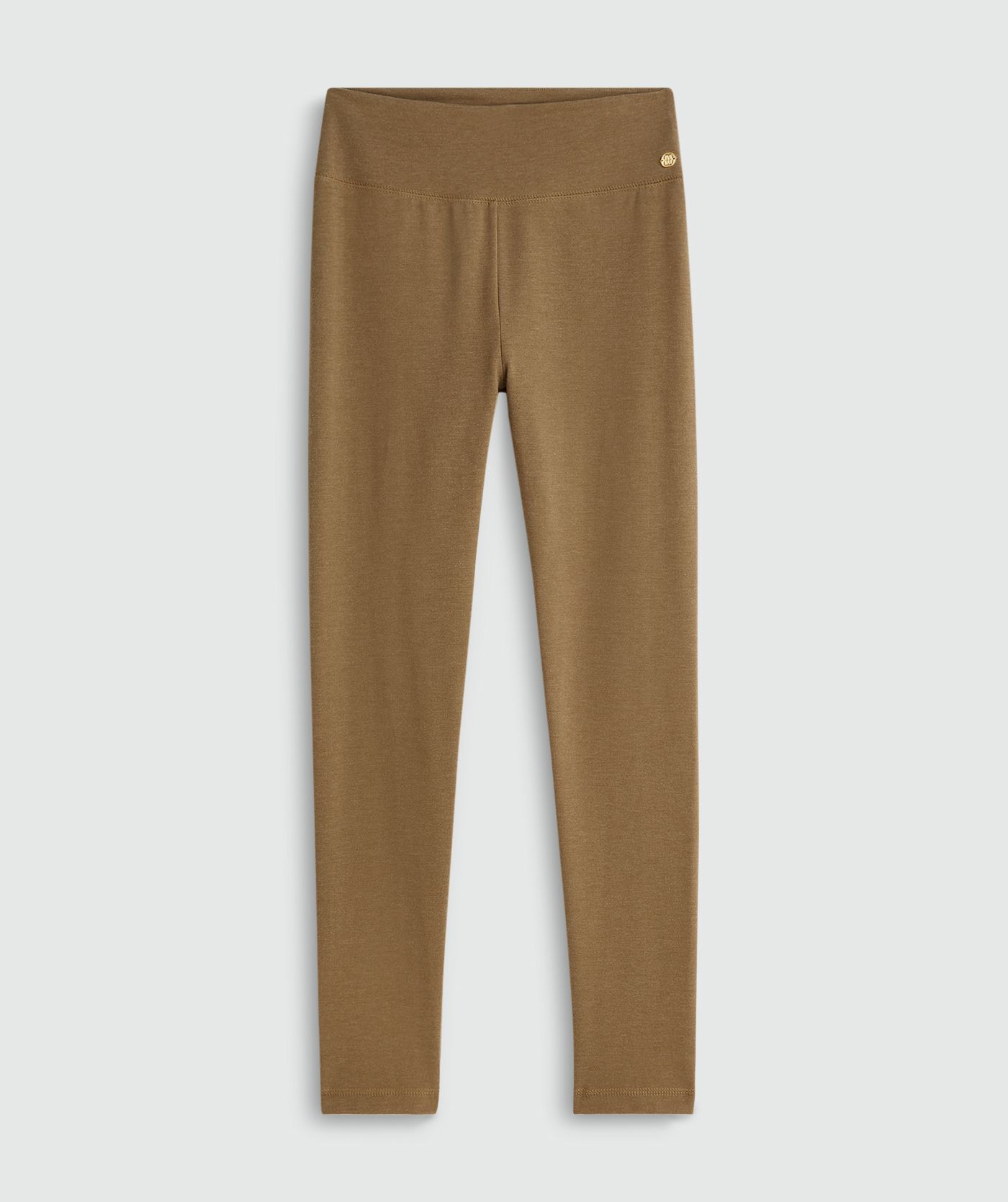 Legging in de kleur Khaki zonder model, weergegeven op een lichtgrijze achtergrond