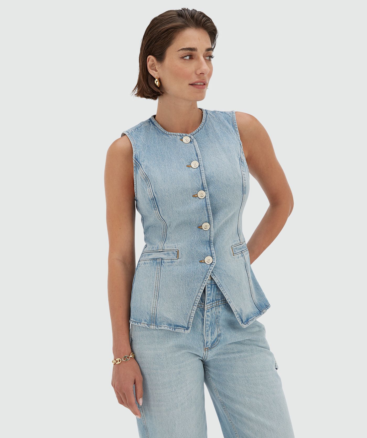 MILLY fitted denim waistcoat