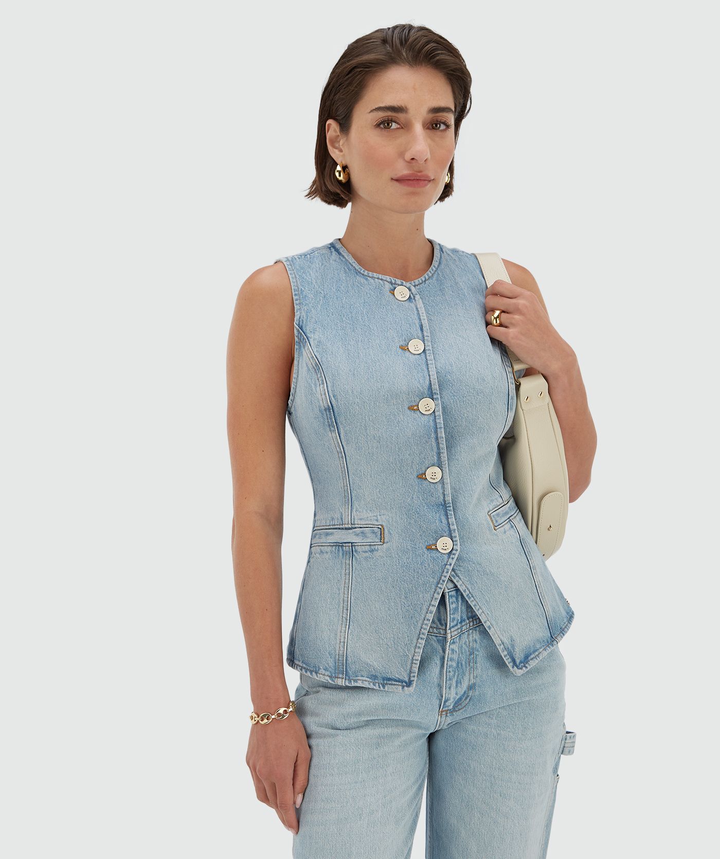 MILLY fitted denim waistcoat