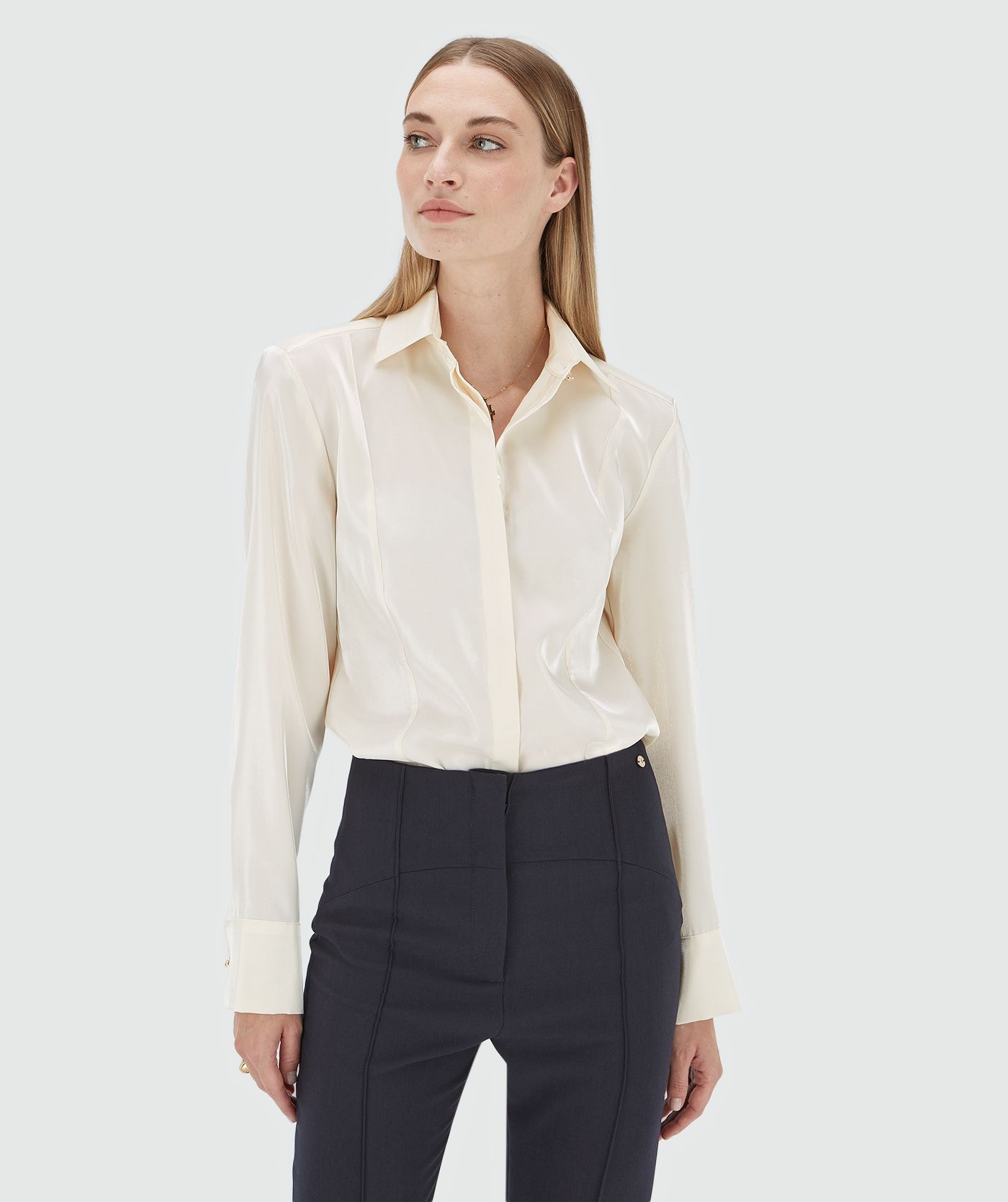 NICOLETTE fitted blouse in shimmer organza