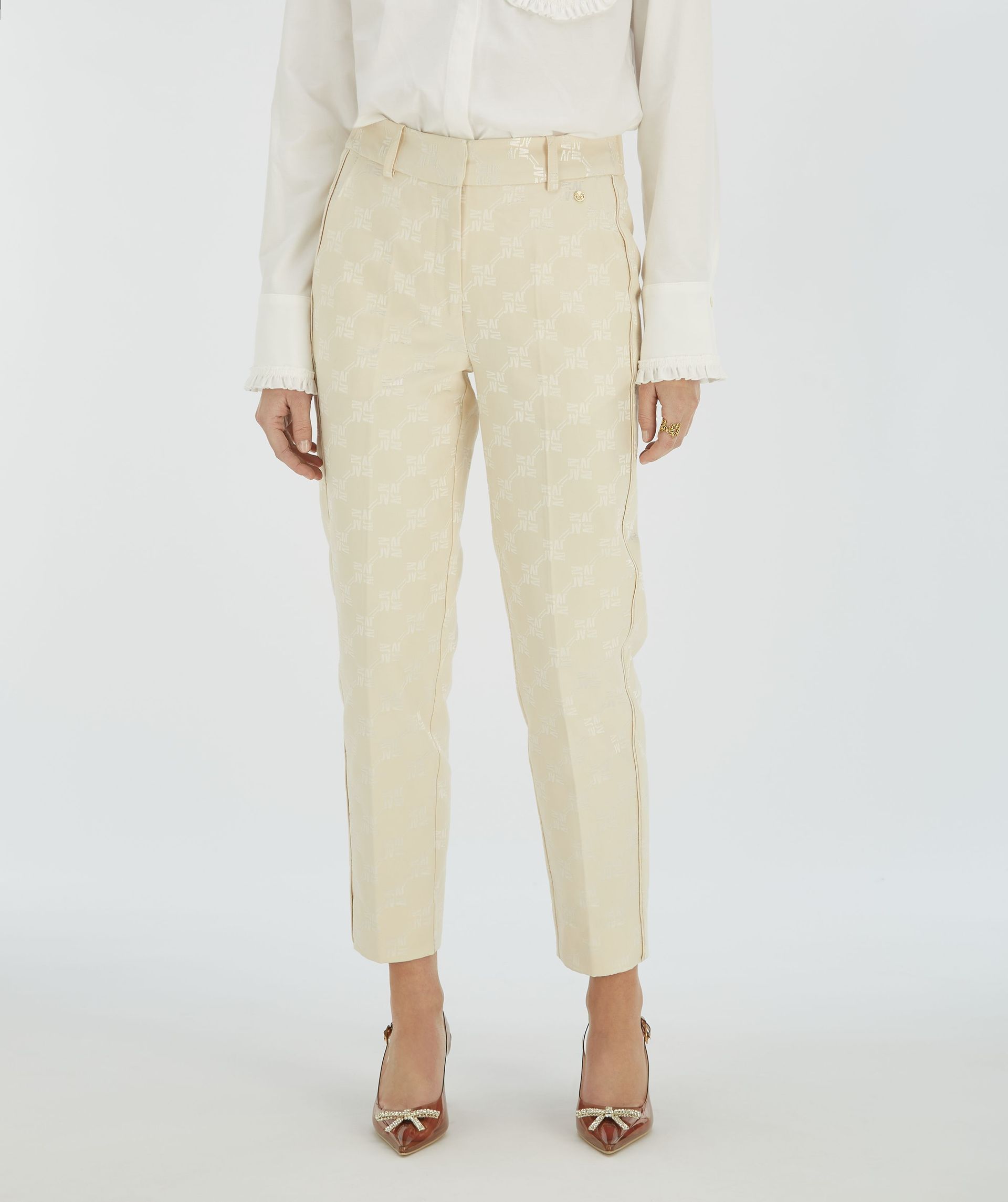 NIKITA slim fit trousers with logo print