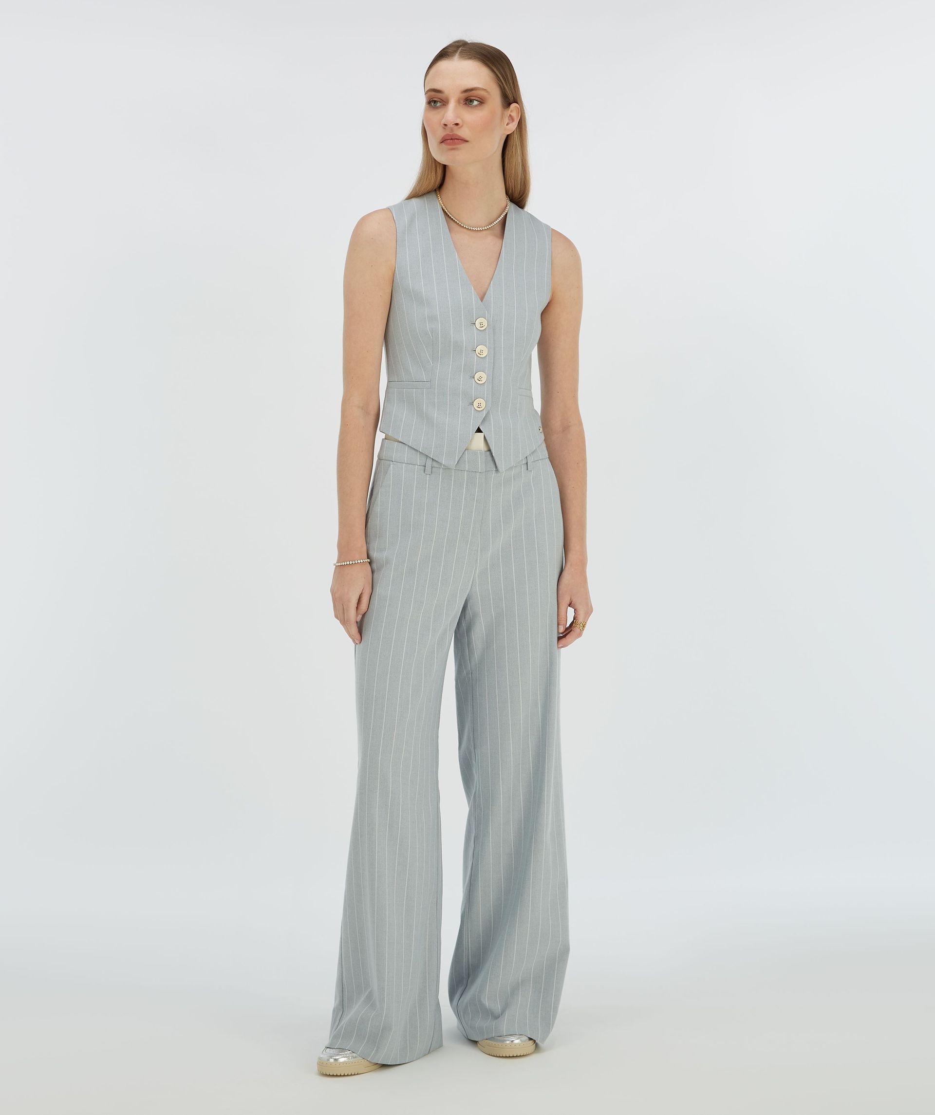 NINA hoch sitzende Hose mit weitem Bein und Nadelstreifen
