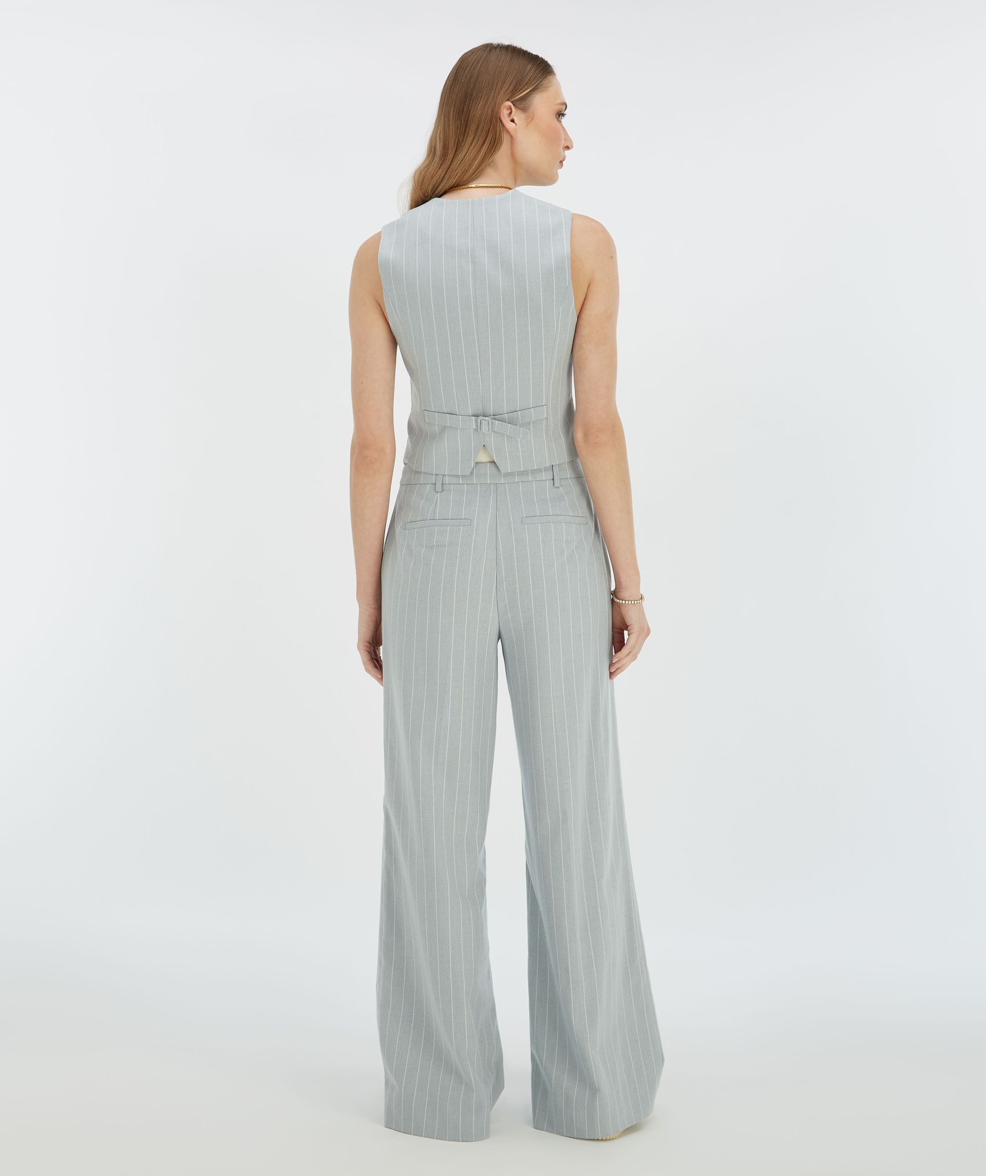 NINA hoch sitzende Hose mit weitem Bein und Nadelstreifen
