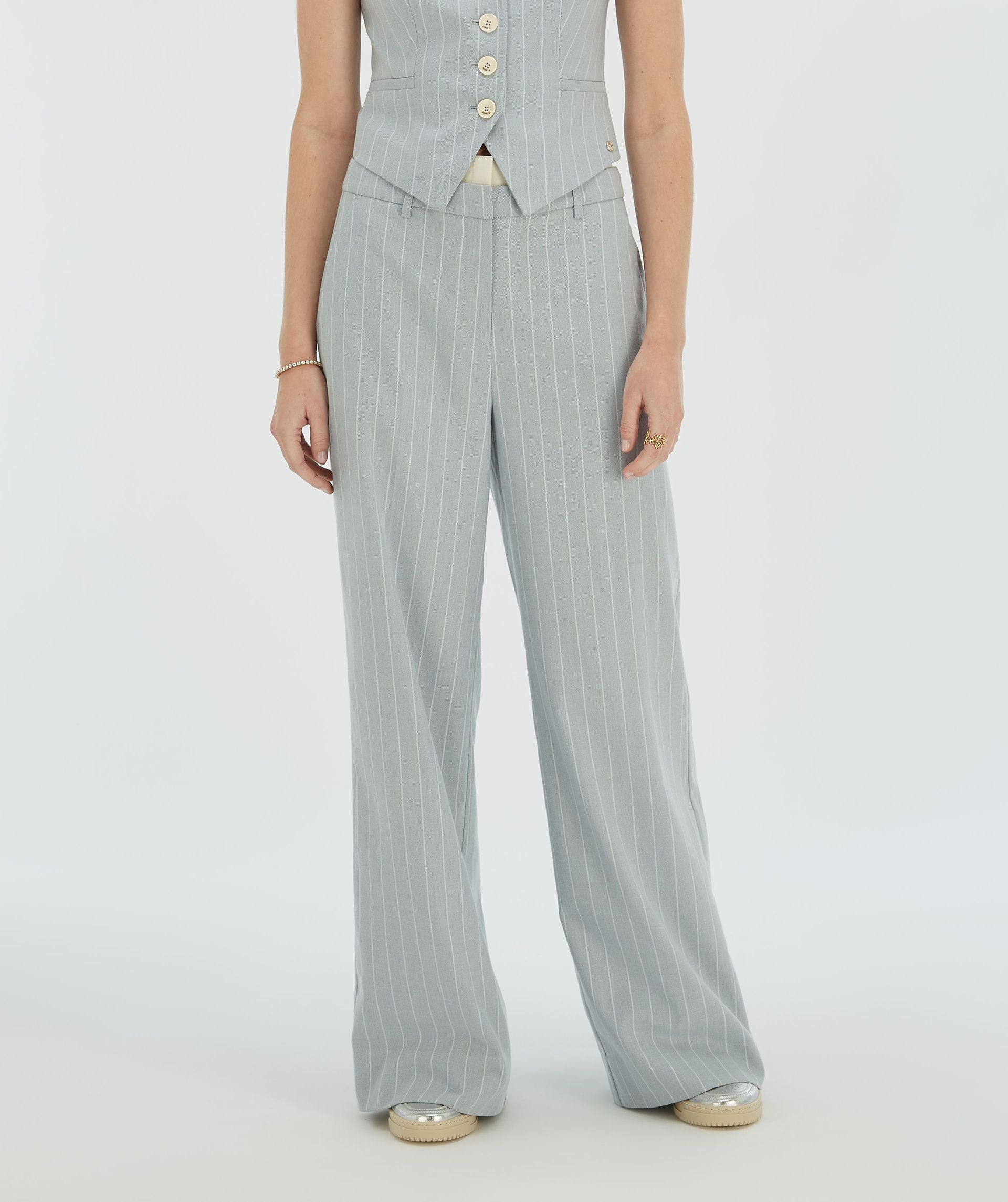 NINA hoch sitzende Hose mit weitem Bein und Nadelstreifen