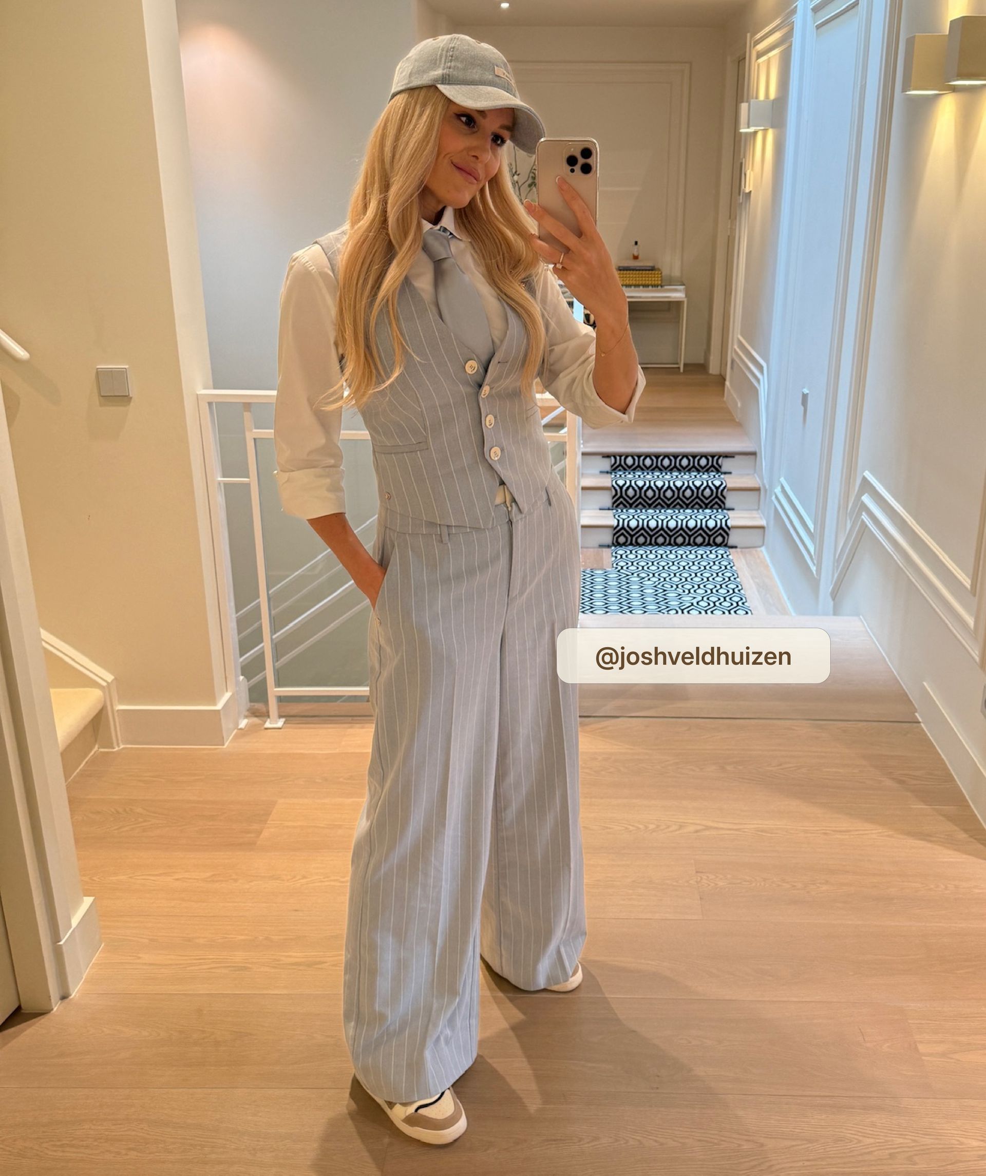 NINA high-rise wide-leg trousers with pinstripe