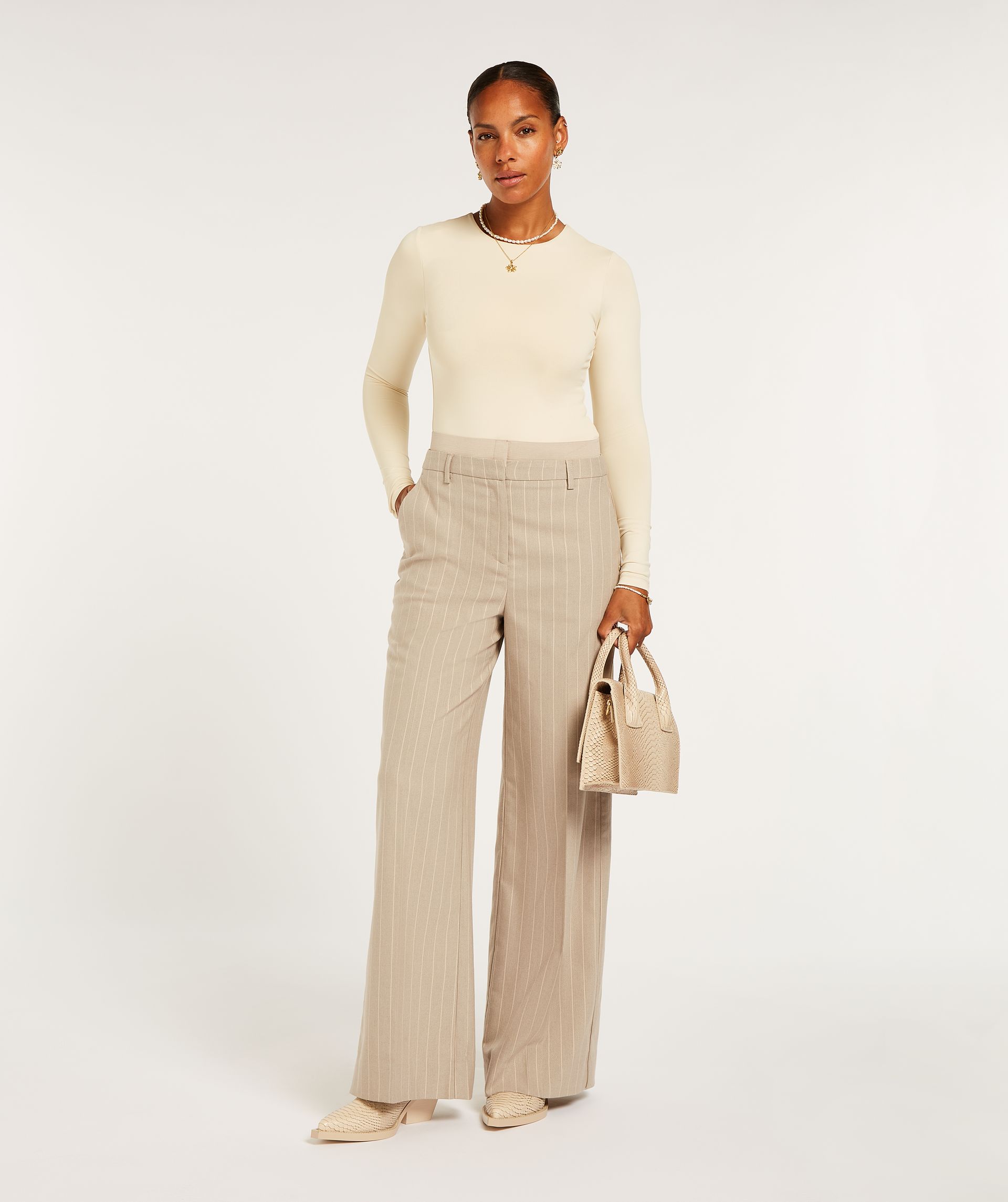 NINA high rise wide leg trousers with pinstripe