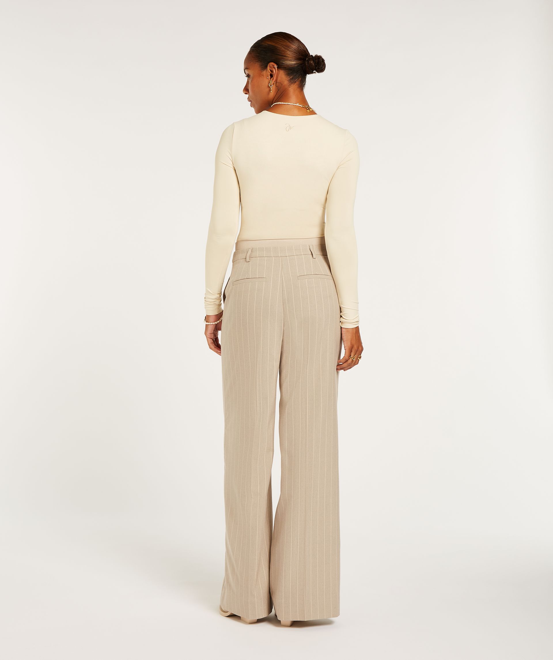 NINA high rise wide leg trousers with pinstripe