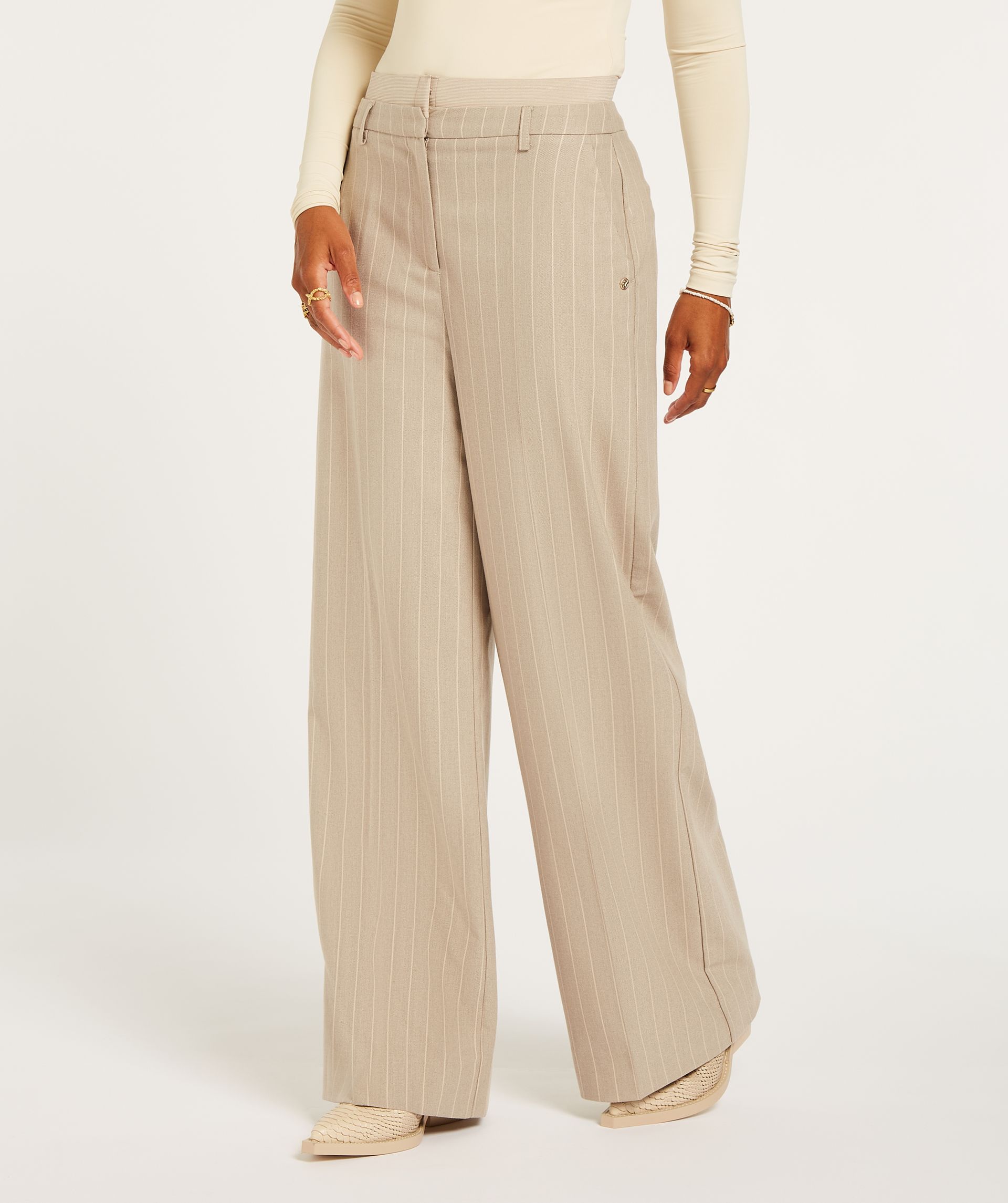 NINA high rise wide leg trousers with pinstripe