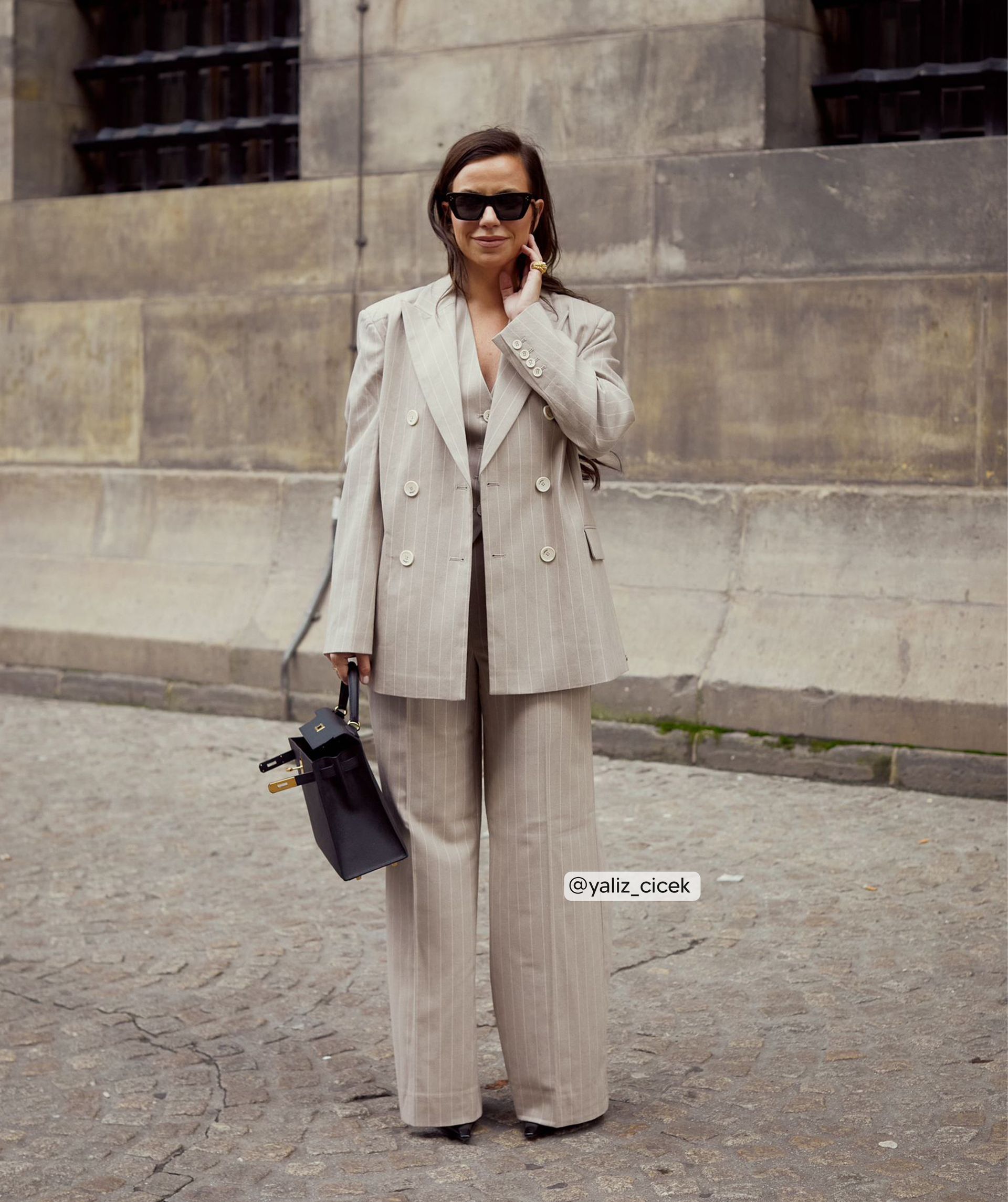 NINA high rise wide leg trousers with pinstripe