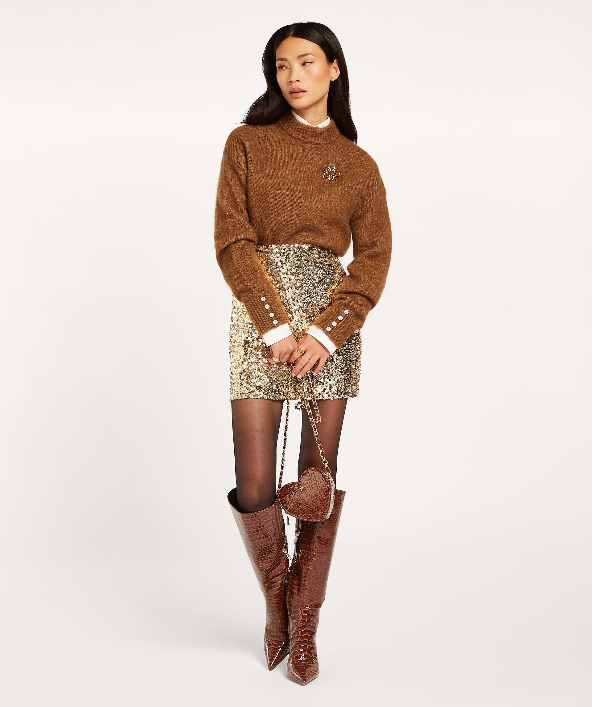NISHA fitted mini skirt with sequins