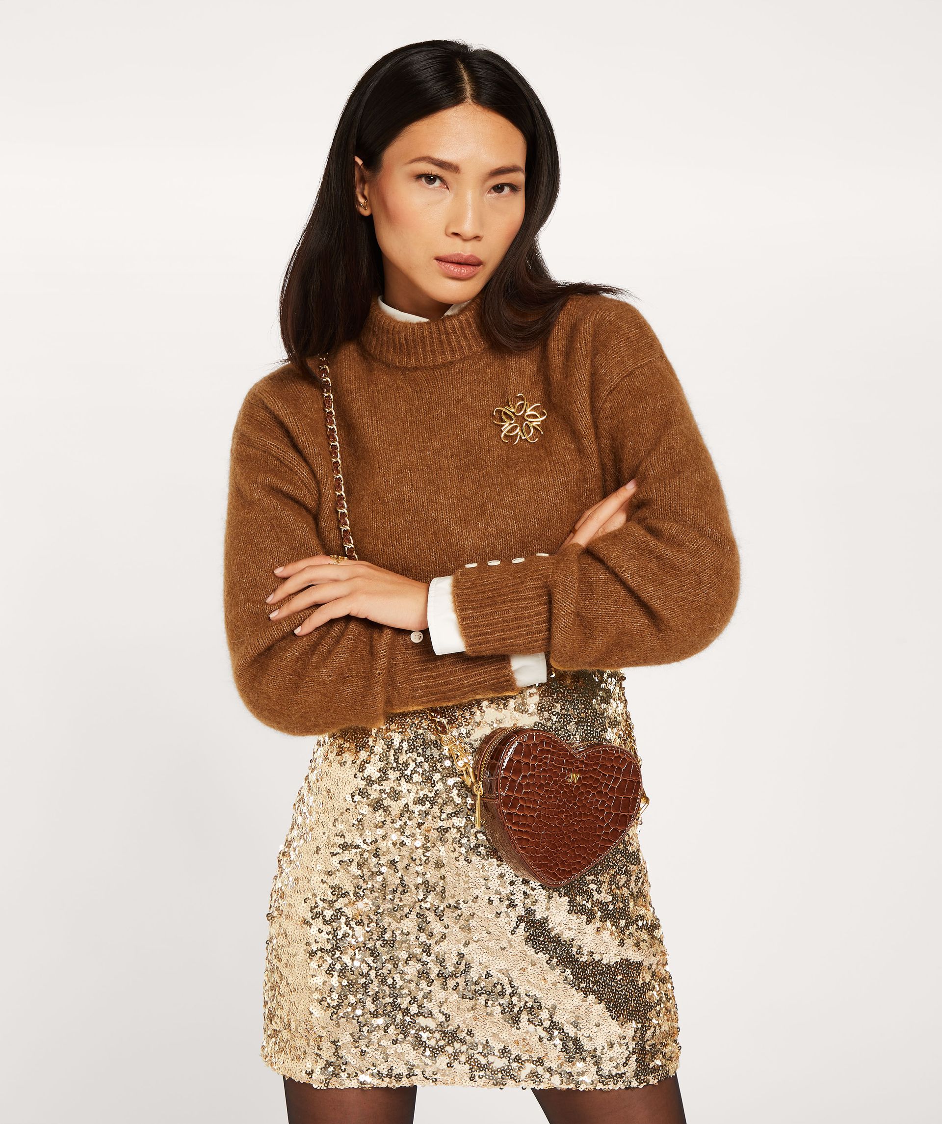 NISHA fitted mini skirt with sequins