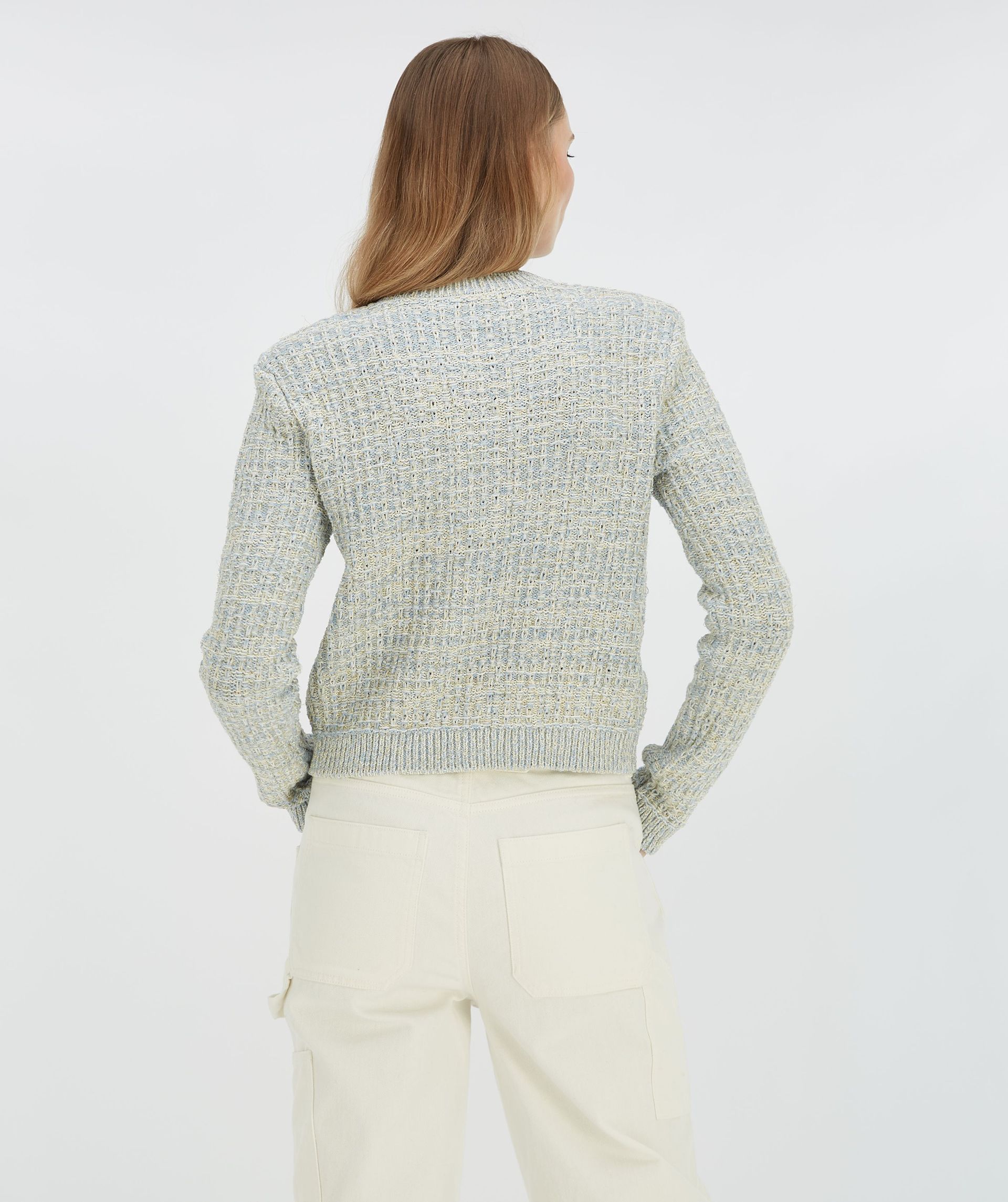 NOLLIE fitted sweater with shoulder padding
