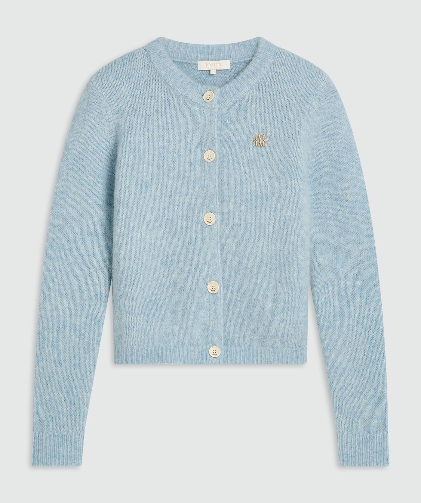 Een vest met een regular fit, uitgevoerd in de kleur Fresh Blue Melange, weergegeven tegen een lichtgrijze achtergrond