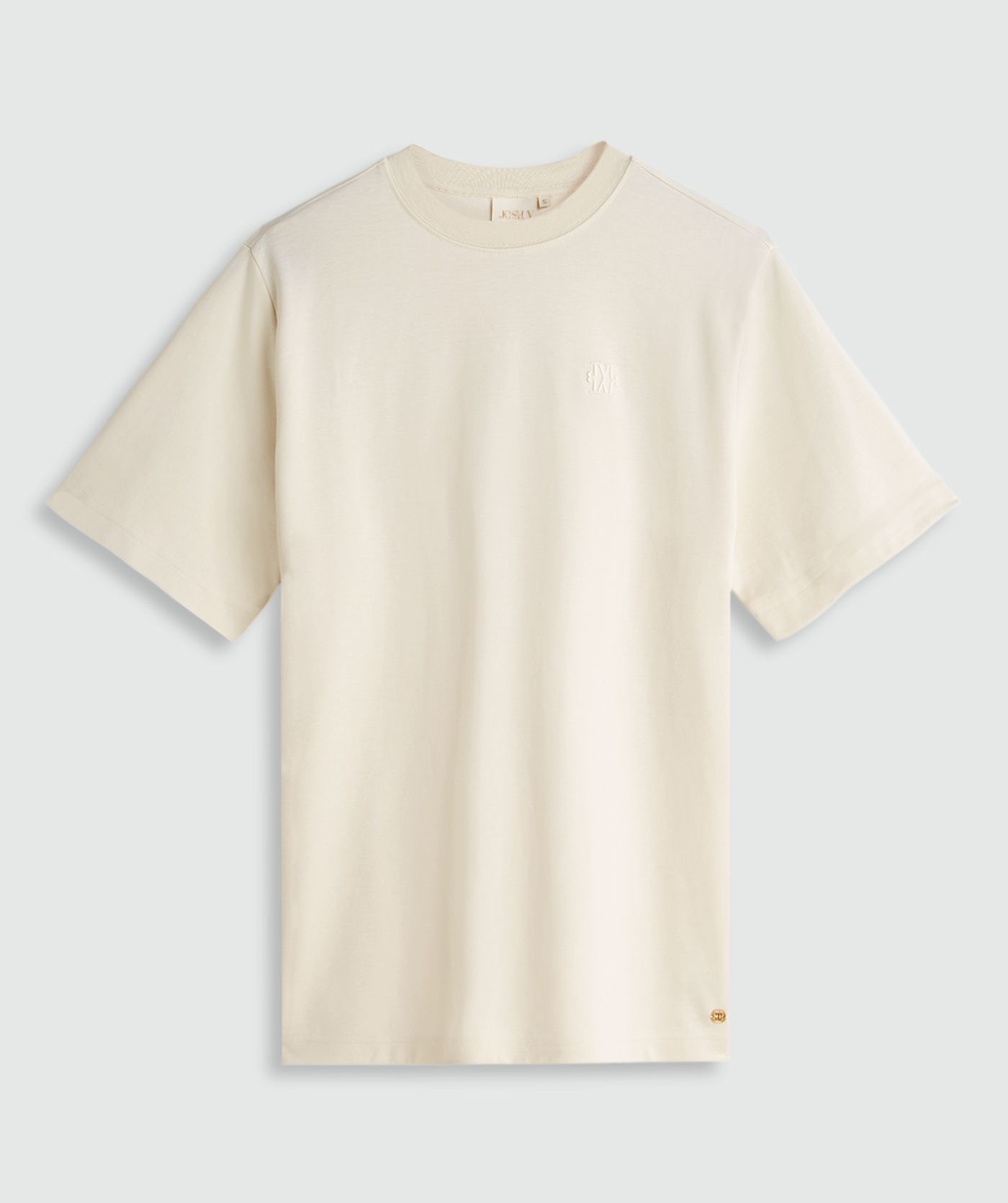 Crème oversized T-shirt zonder model, weergegeven op een lichtgrijze achtergrond