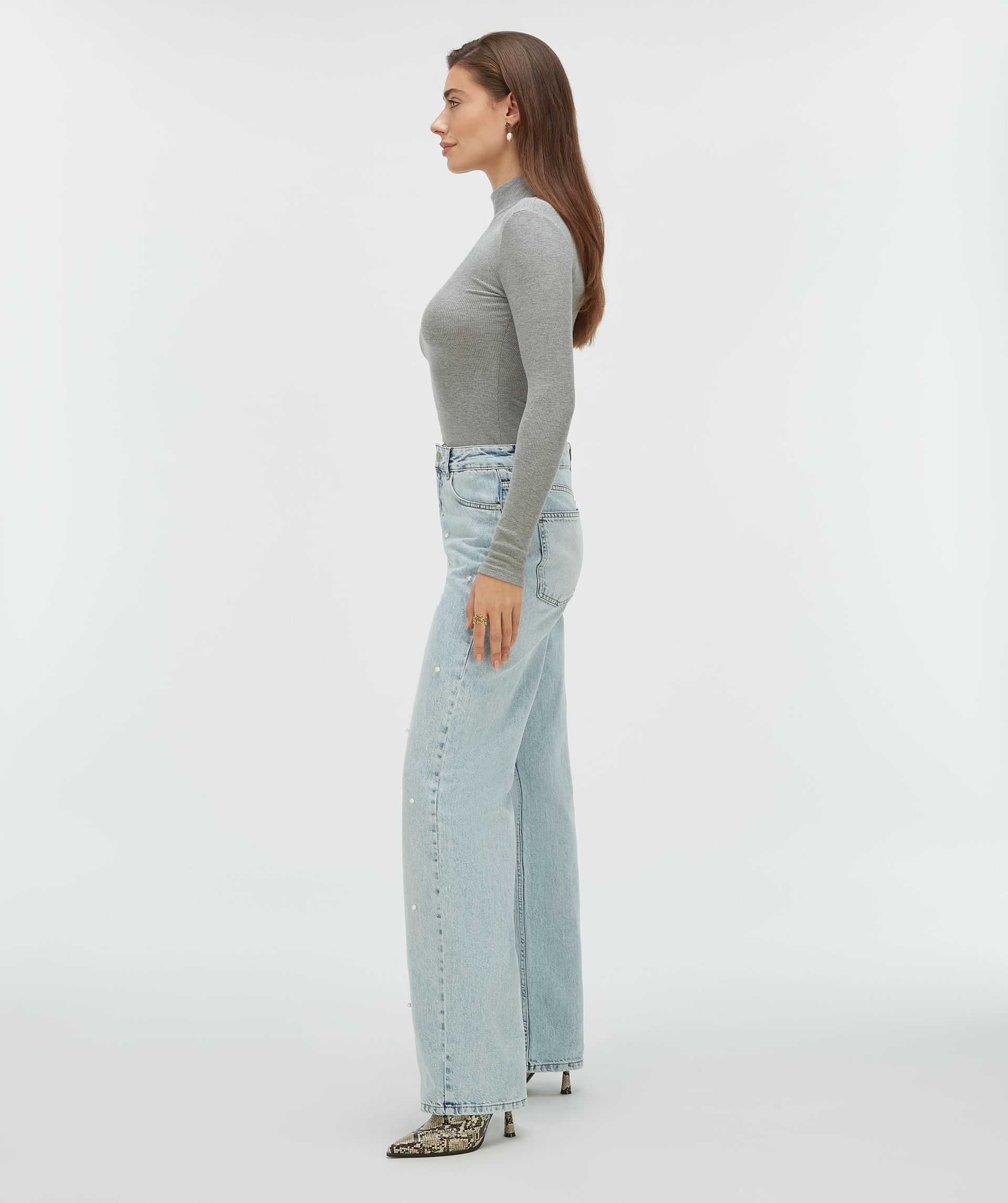 PHEBE straight fit jeans met parels