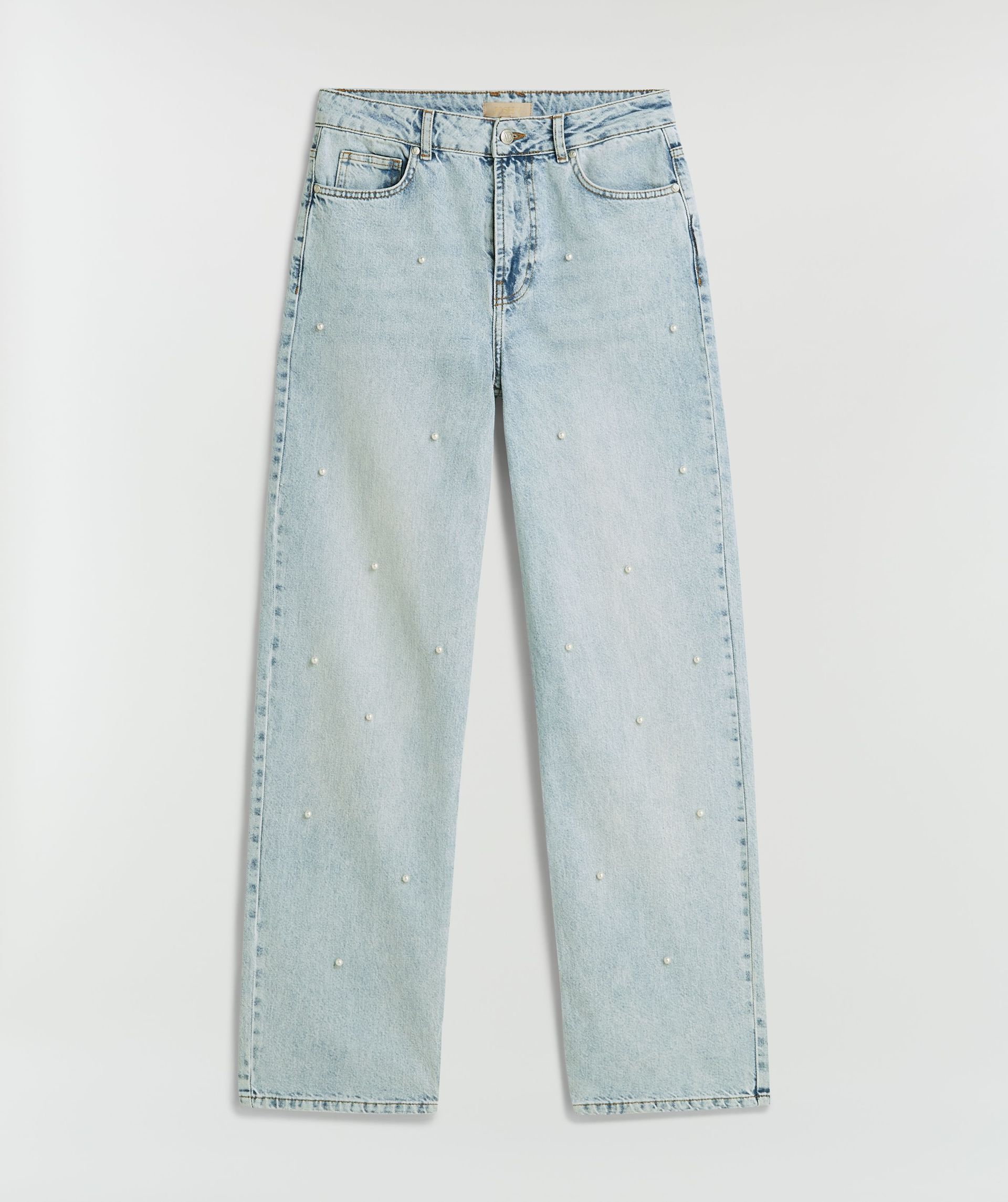 PHEBE straight fit jeans met parels