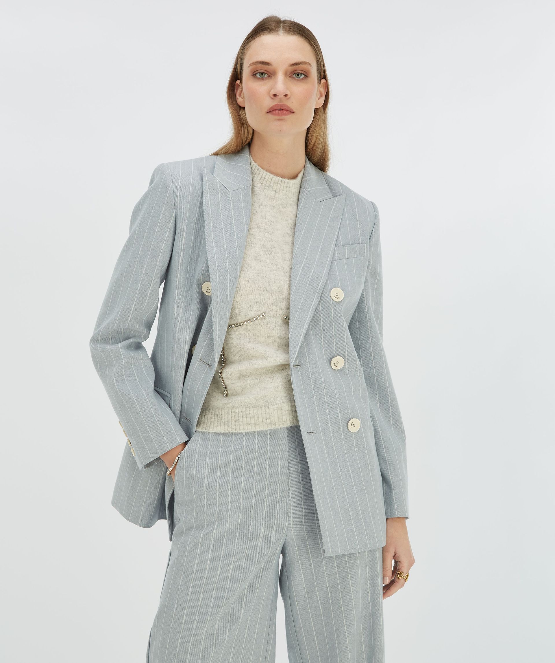 PLEUN regular fit blazer with pinstripe