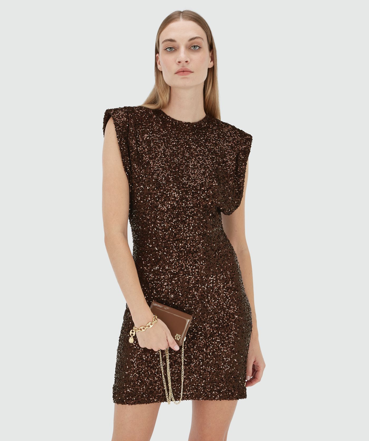 PORTIA fitted jurk met pailletten
