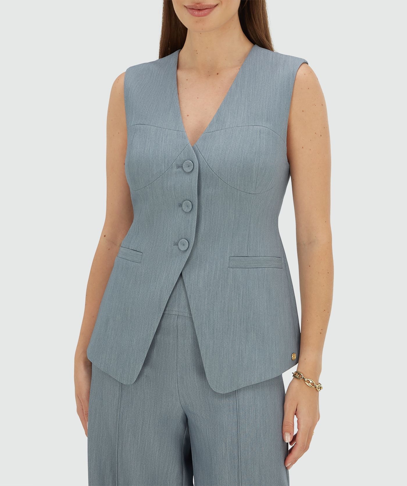REIGN fitted gilet Sky Blue Melange l JOSH V | Official online shop