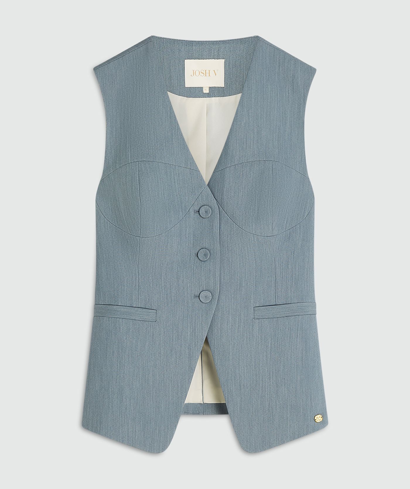REIGN fitted gilet Sky Blue Melange l JOSH V | Official online shop