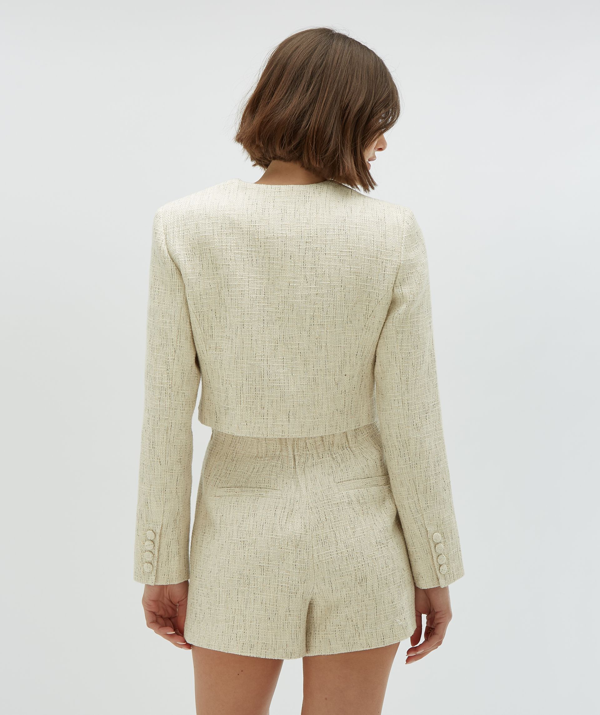 REMI cropped bouclé blazer met lurex