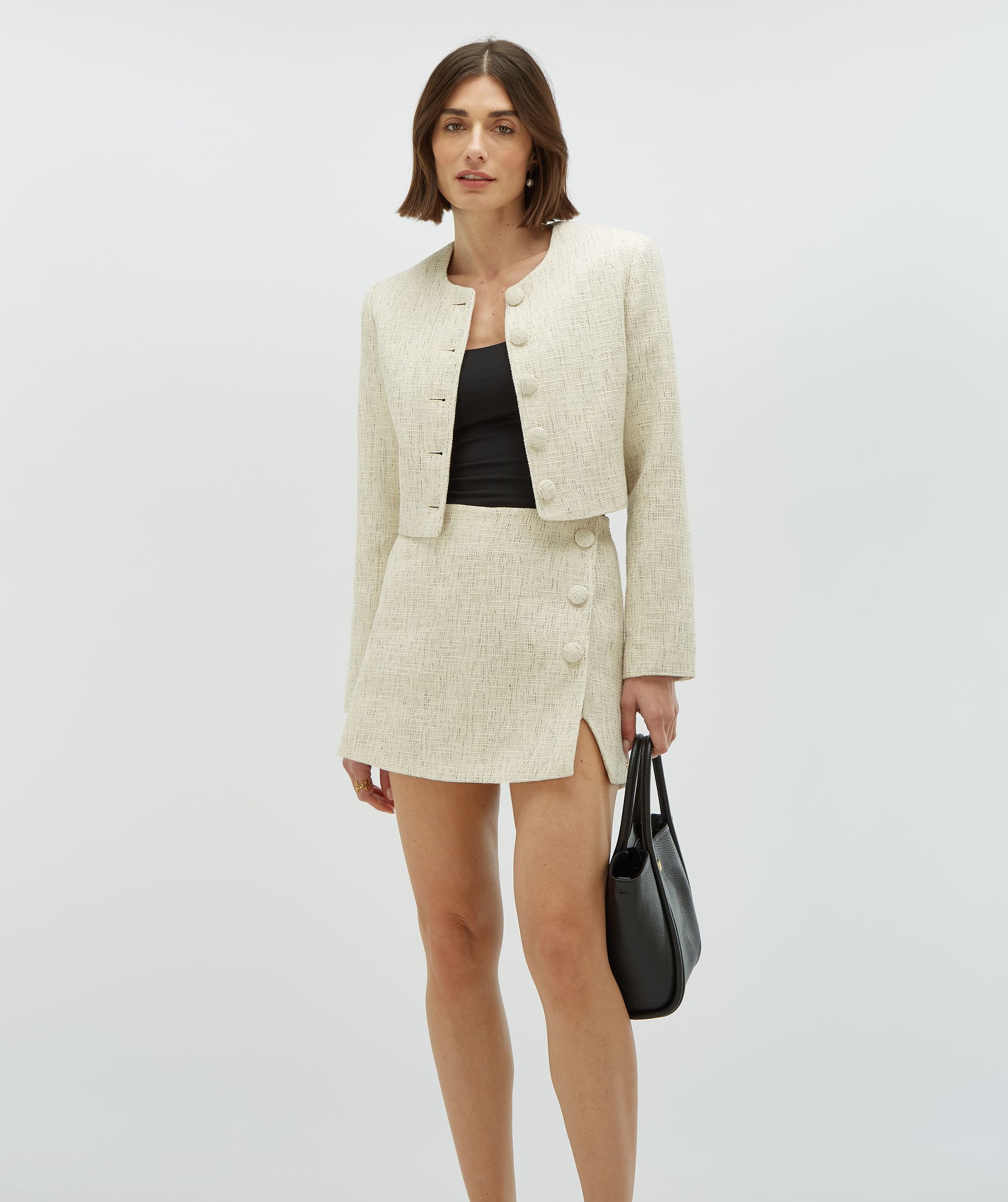 REMI cropped bouclé blazer met lurex