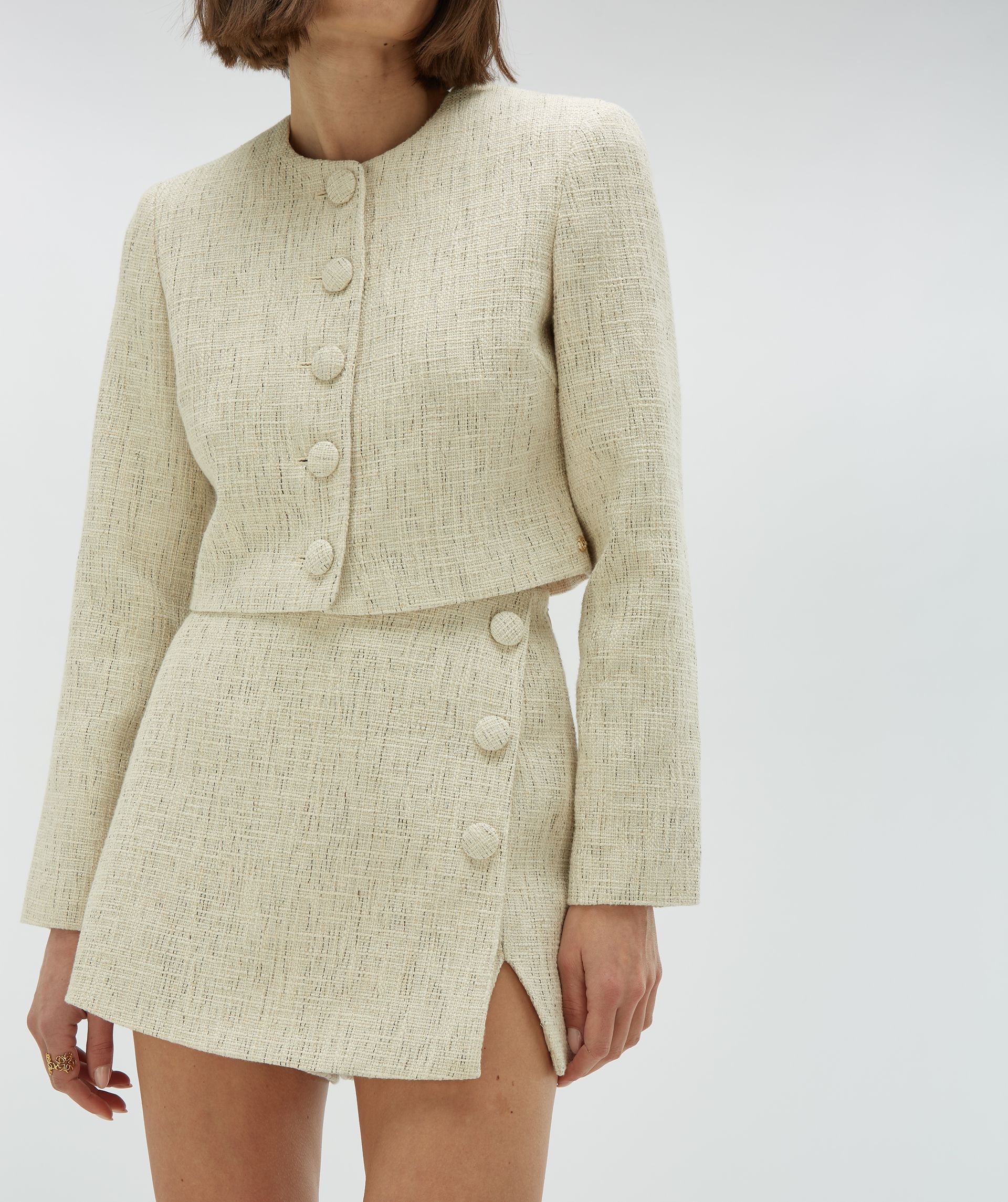 REMI cropped bouclé blazer met lurex