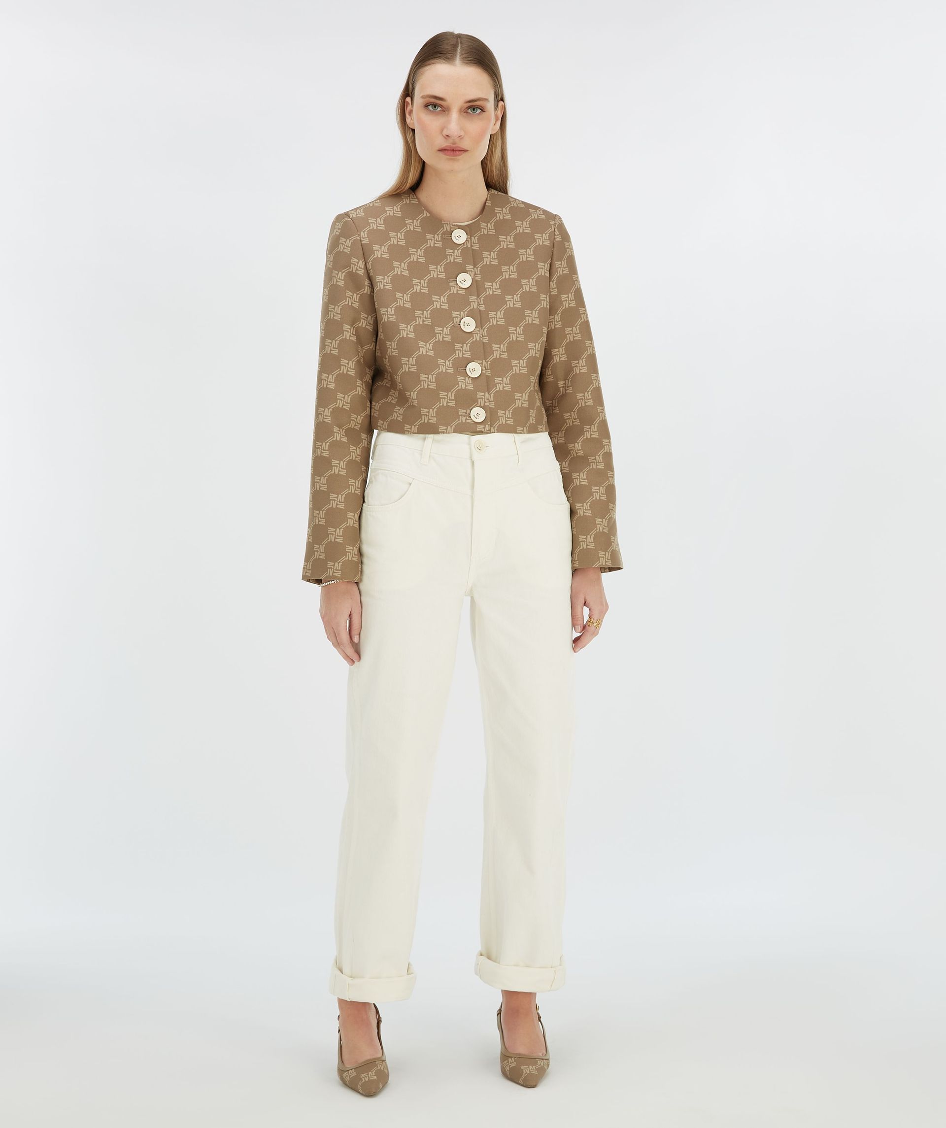 REMI cropped blazer with logo print