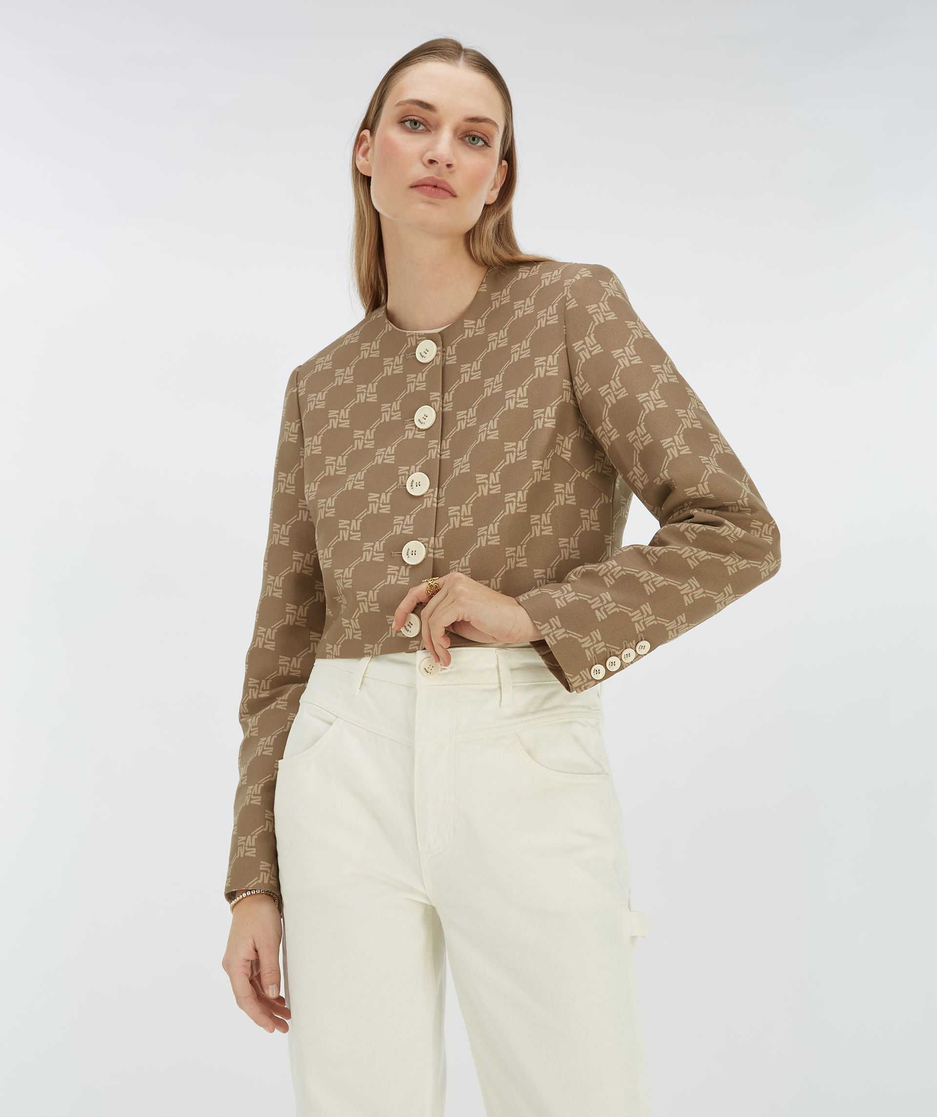 REMI cropped blazer with logo print