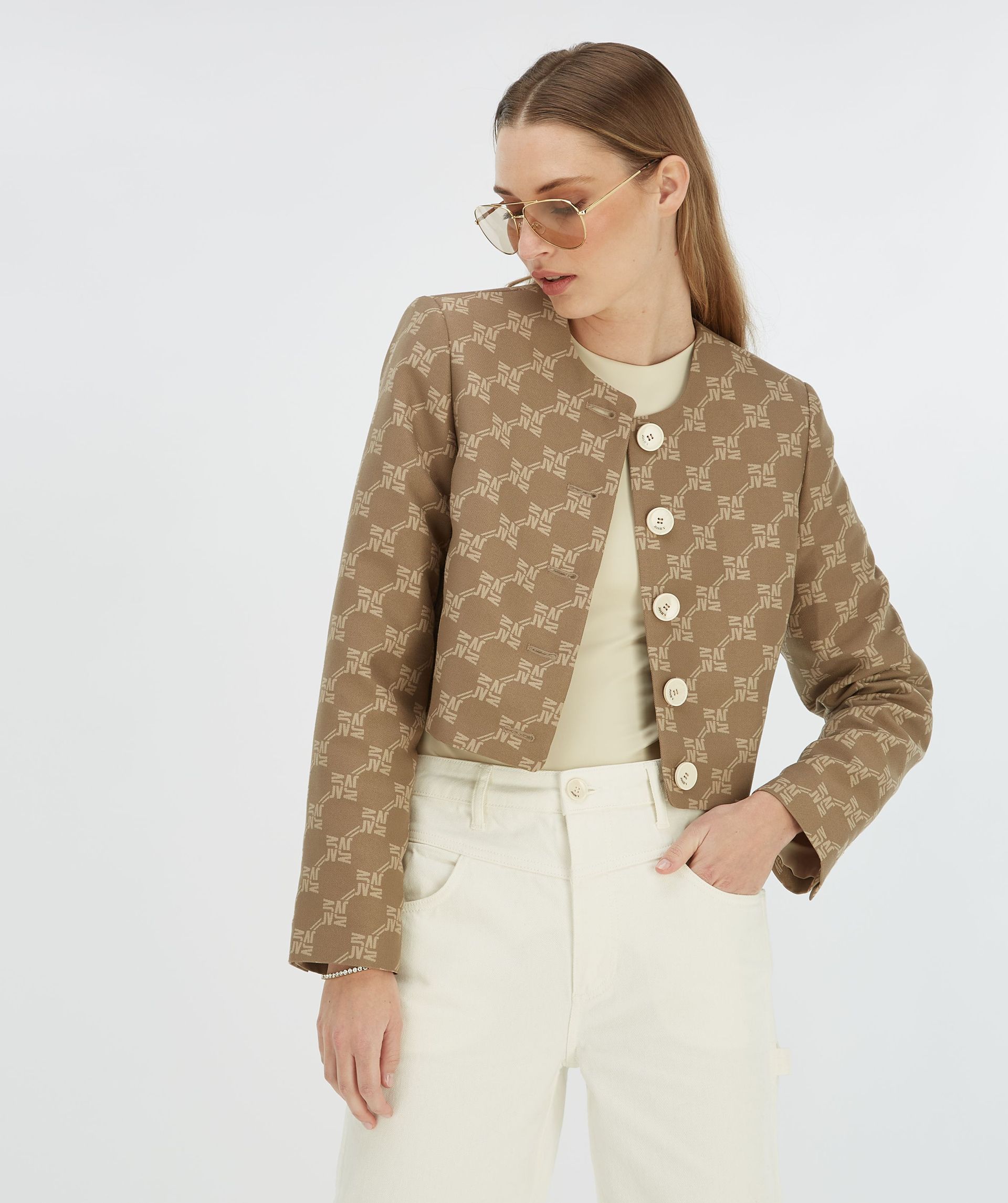 REMI cropped blazer with logo print