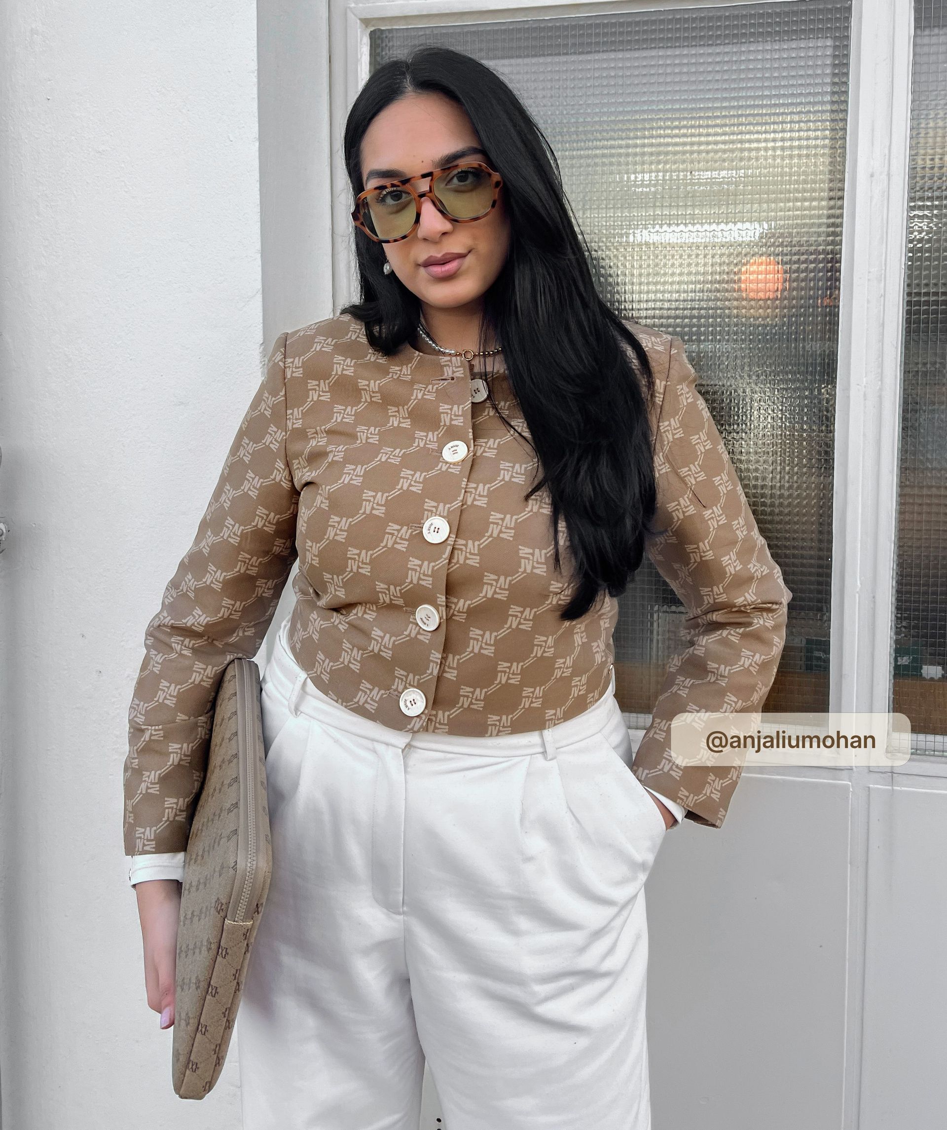 REMI cropped blazer with logo print