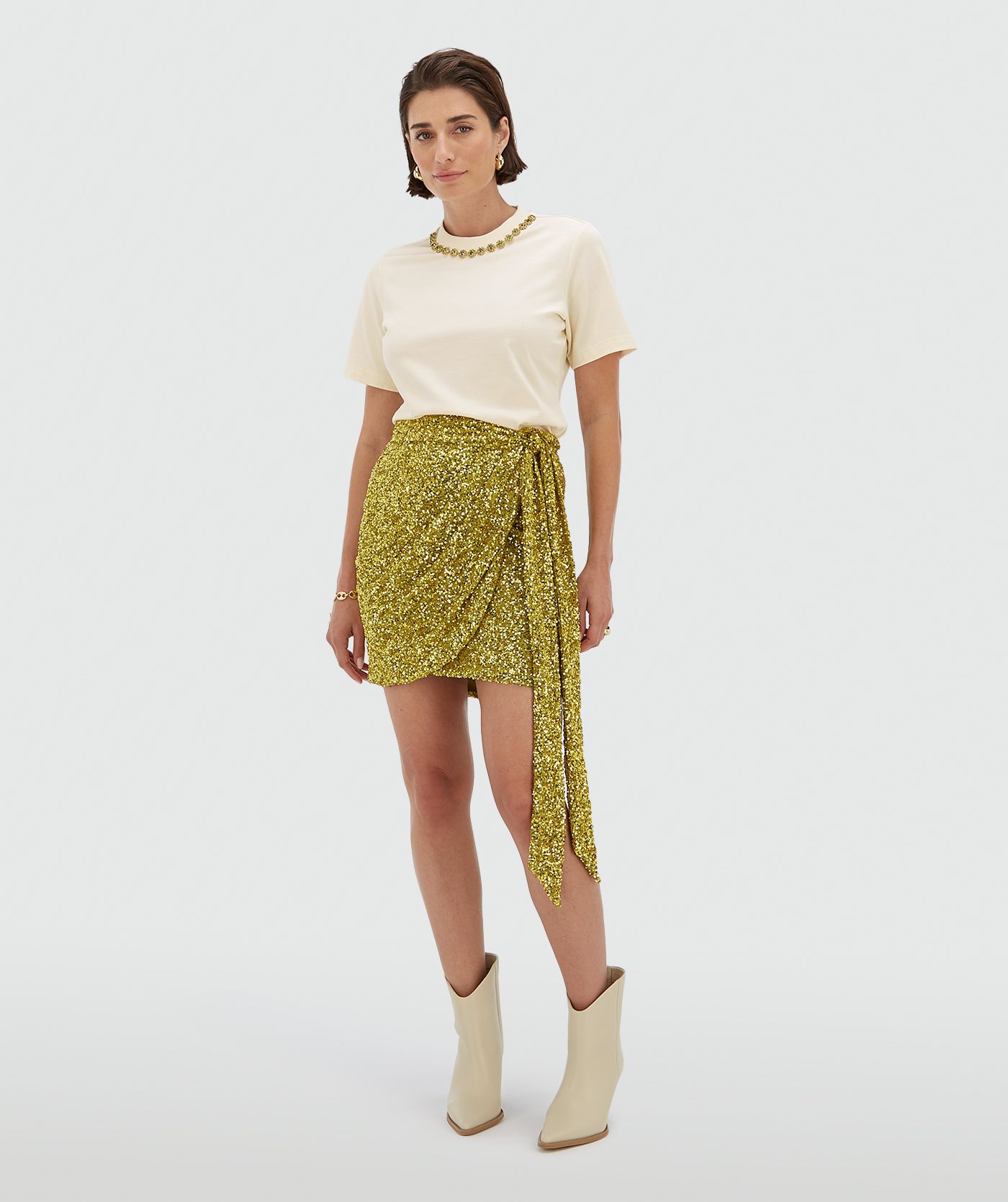 ROSINA regular fit T-shirt with rhinestones