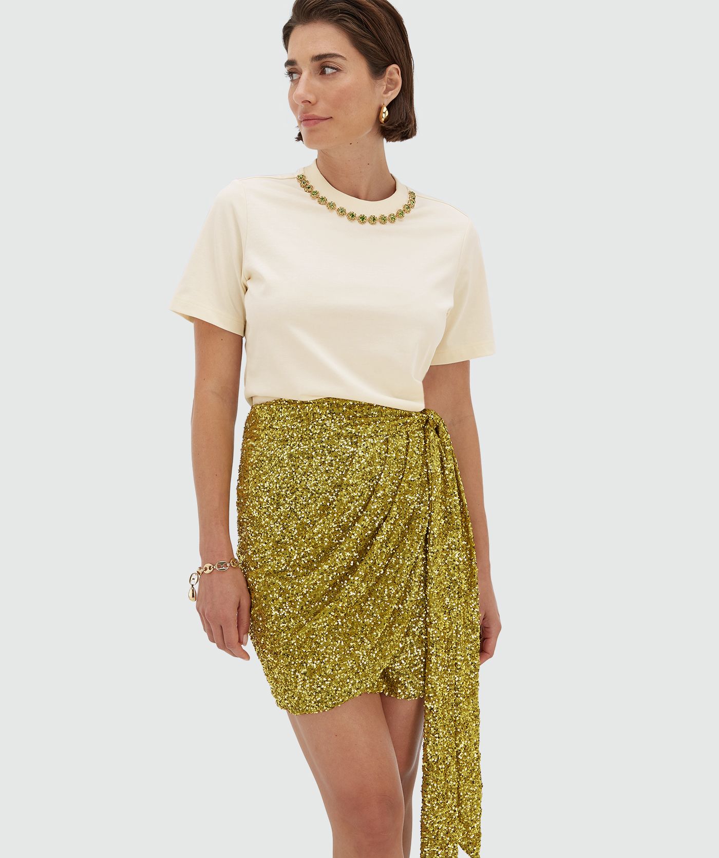 ROSINA regular fit T-shirt with rhinestones