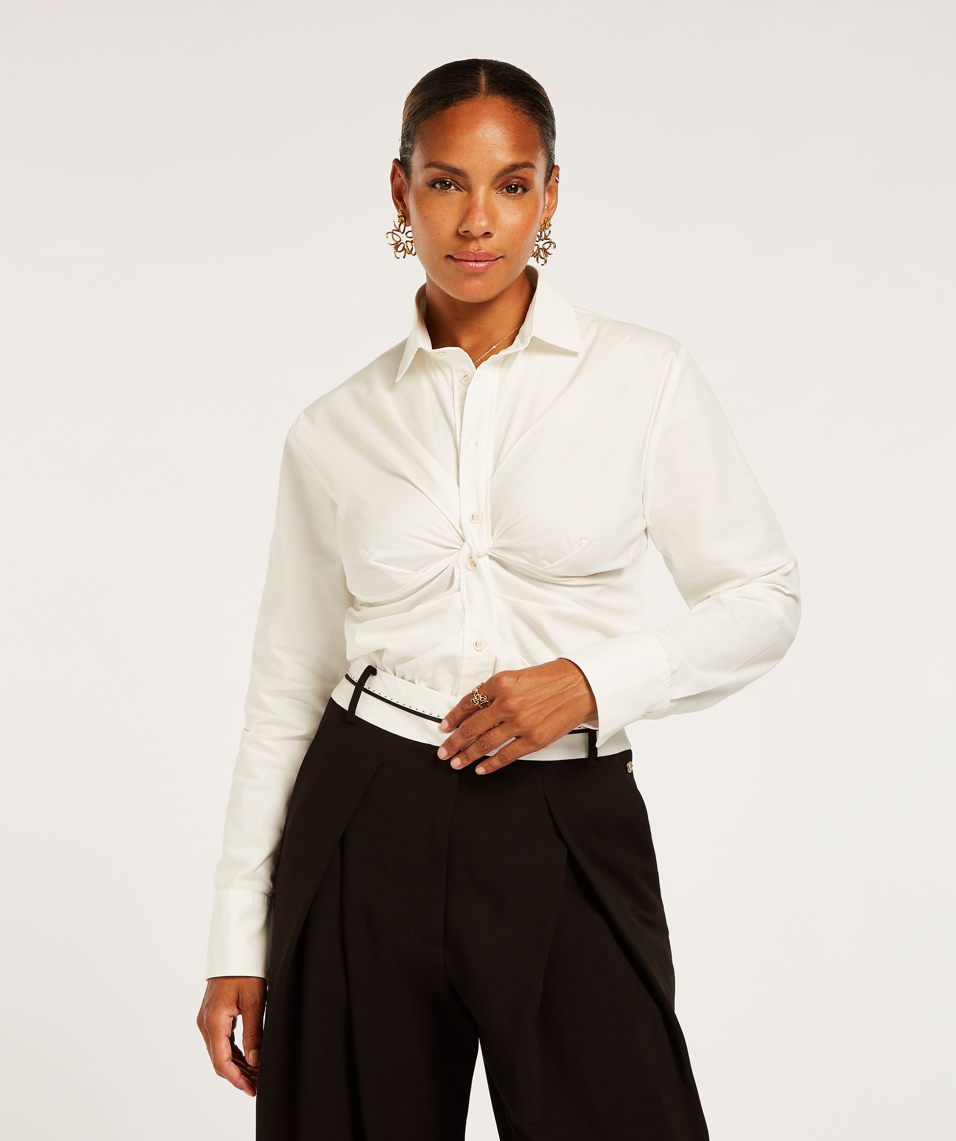 SACHA fitted blouse with knot detail